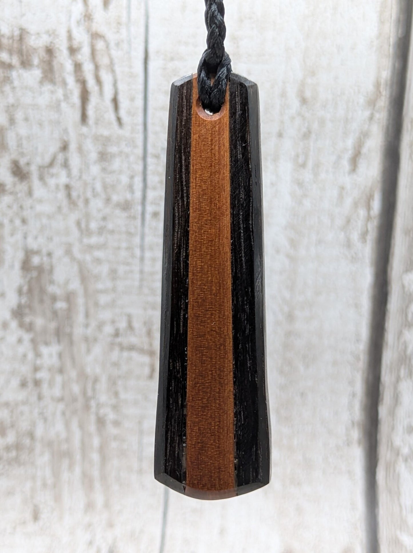 Fenland bog oak and swamp Kauri roimata teardrop pendant.
