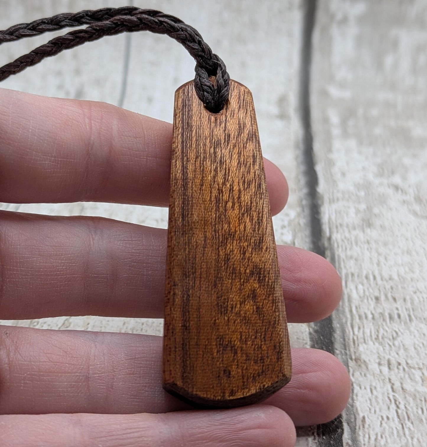 sepele mahogany wood pendant roimata teardrop pendant with white mussel shell inlay