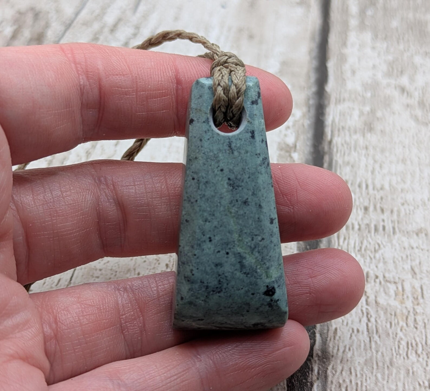 New Zealand Pounamu greenstone jade Hei Toki adze style pendant.