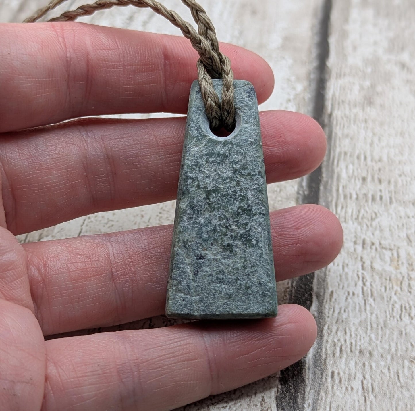 New Zealand Pounamu greenstone jade Hei Toki adze style pendant.