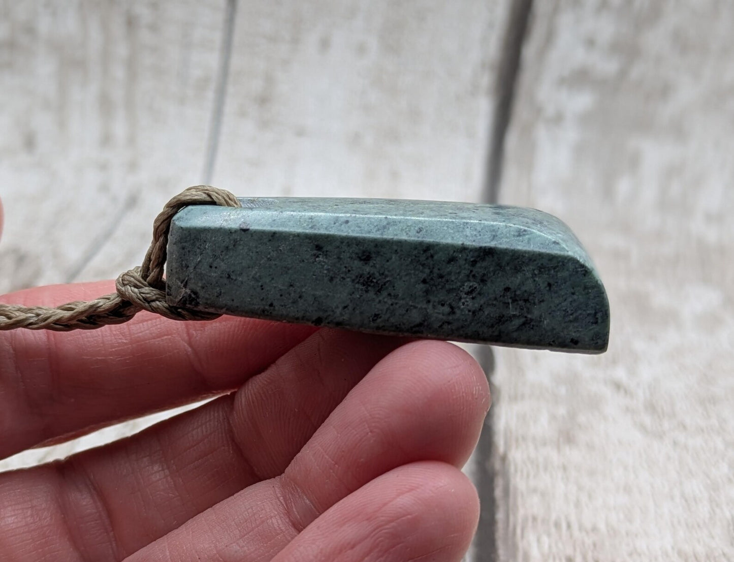 New Zealand Pounamu greenstone jade Hei Toki adze style pendant.