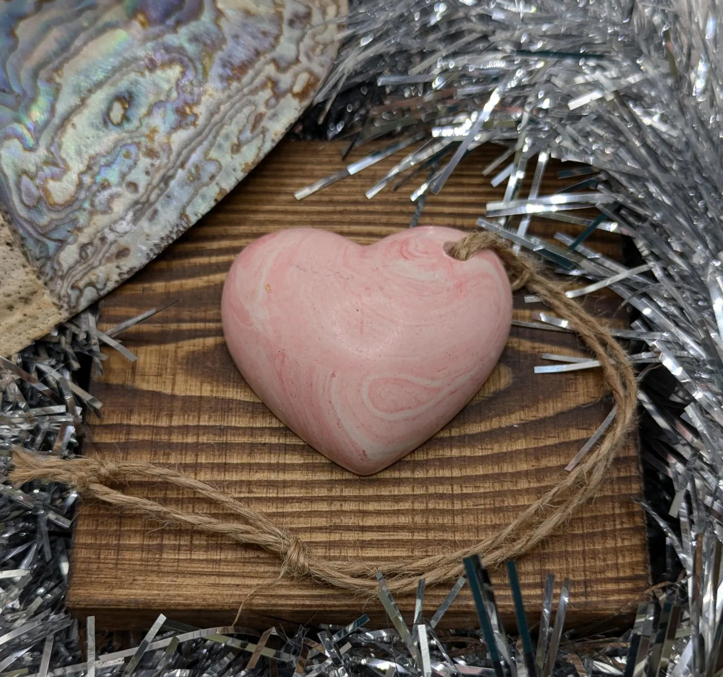 Jesmonite red heart unisex Christmas decorations.