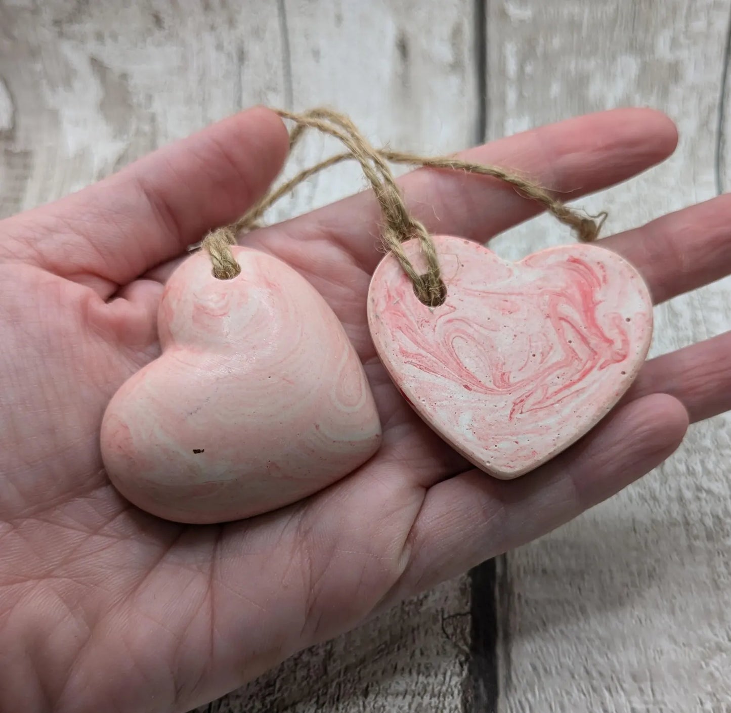 Jesmonite red heart unisex Christmas decorations.