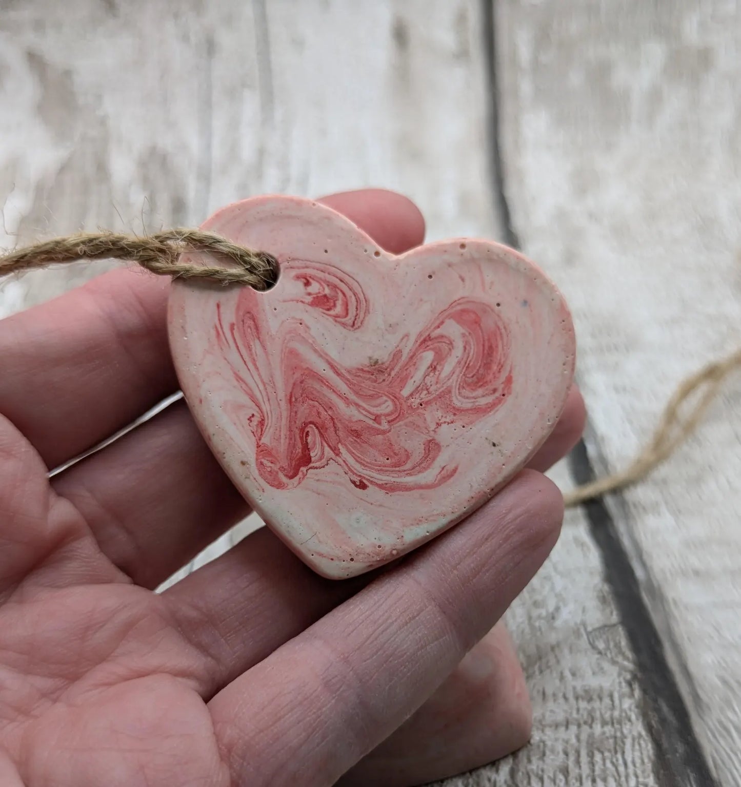 Jesmonite red heart unisex Christmas decorations.