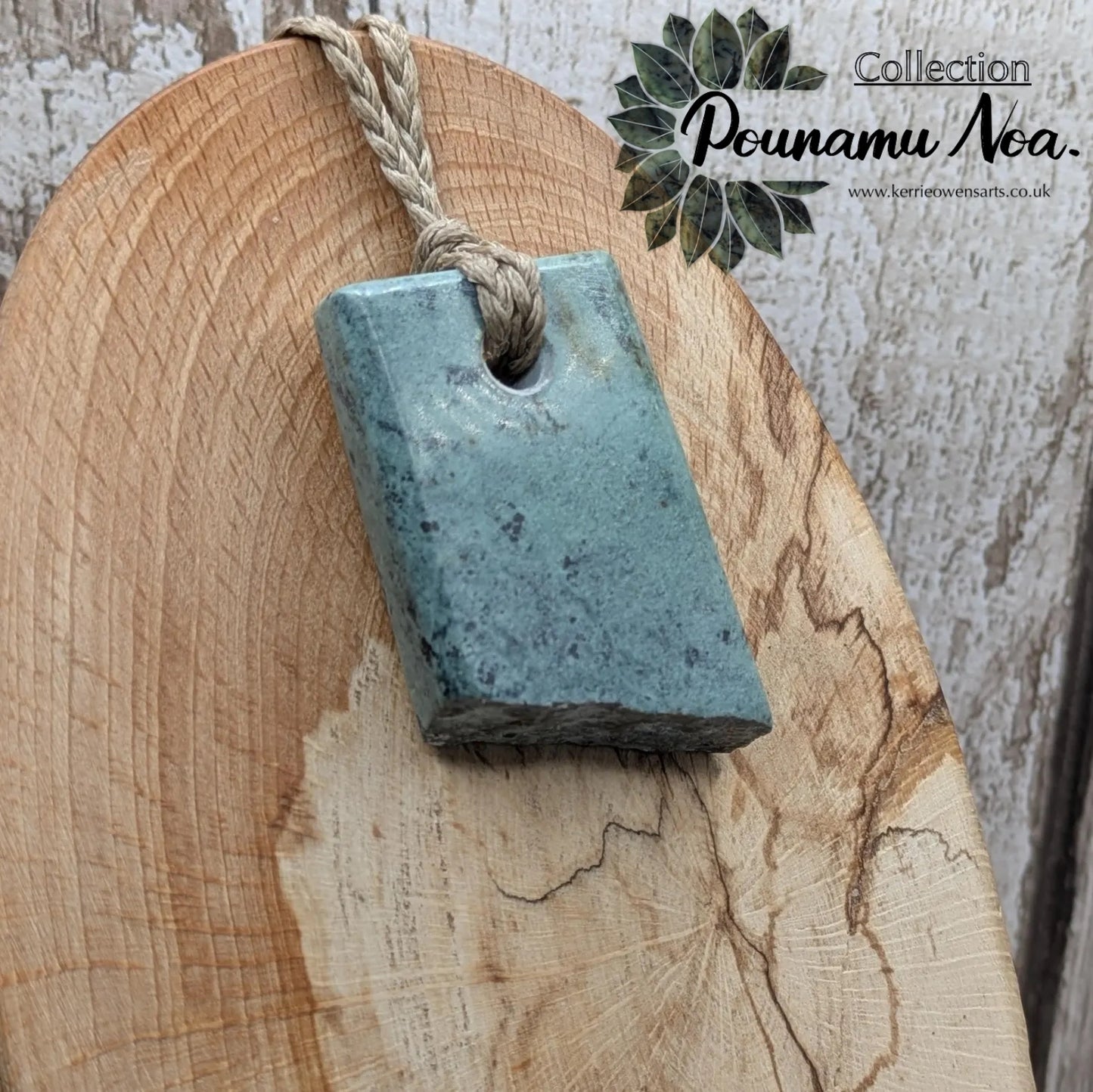 New Zealand pounamu Greenstone offcut raw edged pendant.