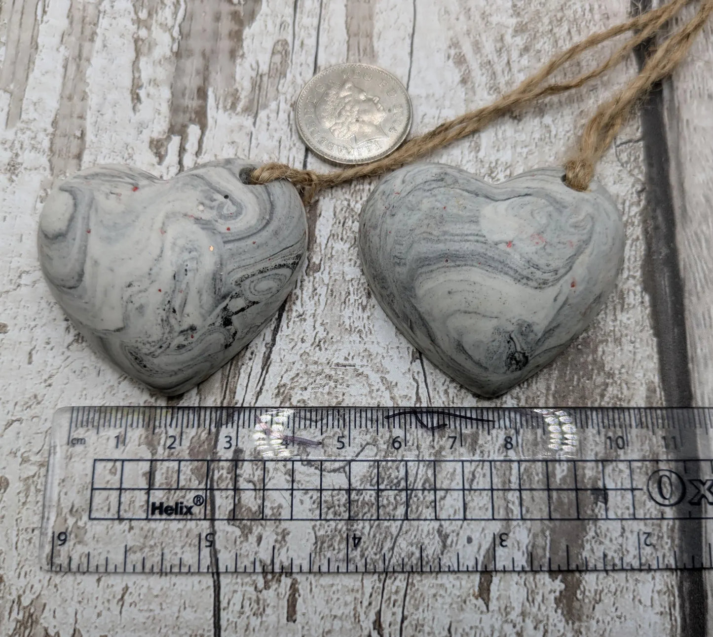 Black and white jesmonite Christmas decoratIons.