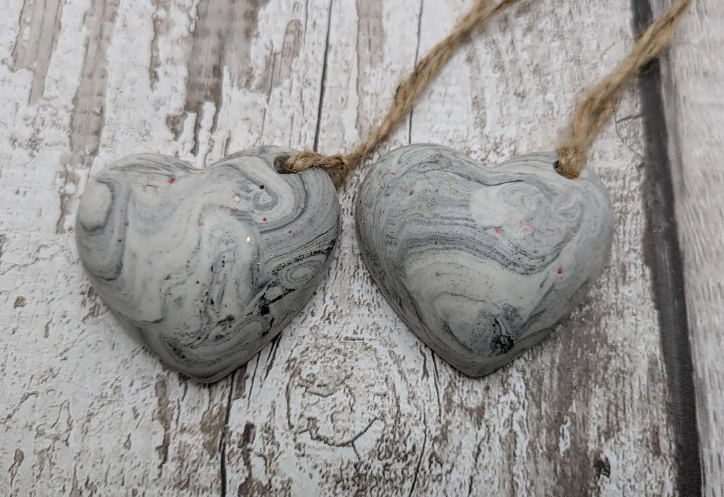 Black and white jesmonite Christmas decoratIons.