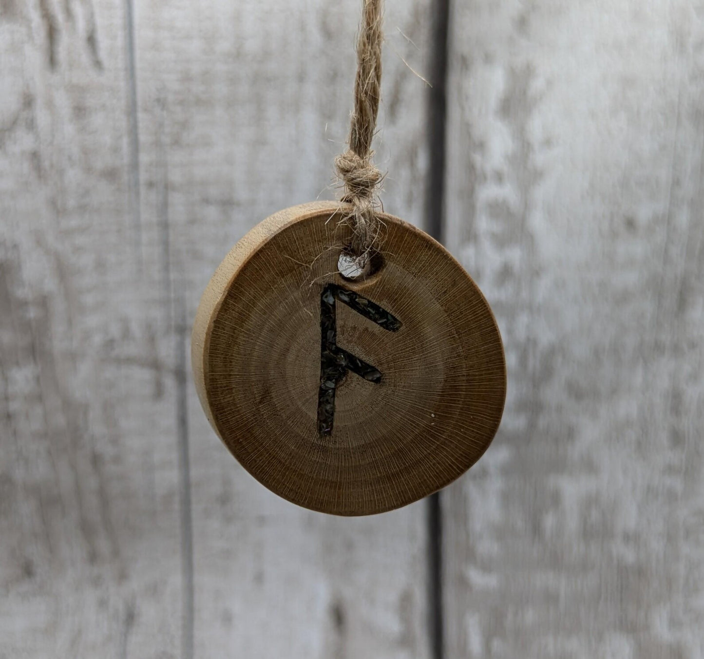 Apple wood ansuz rune Christmas decoration.