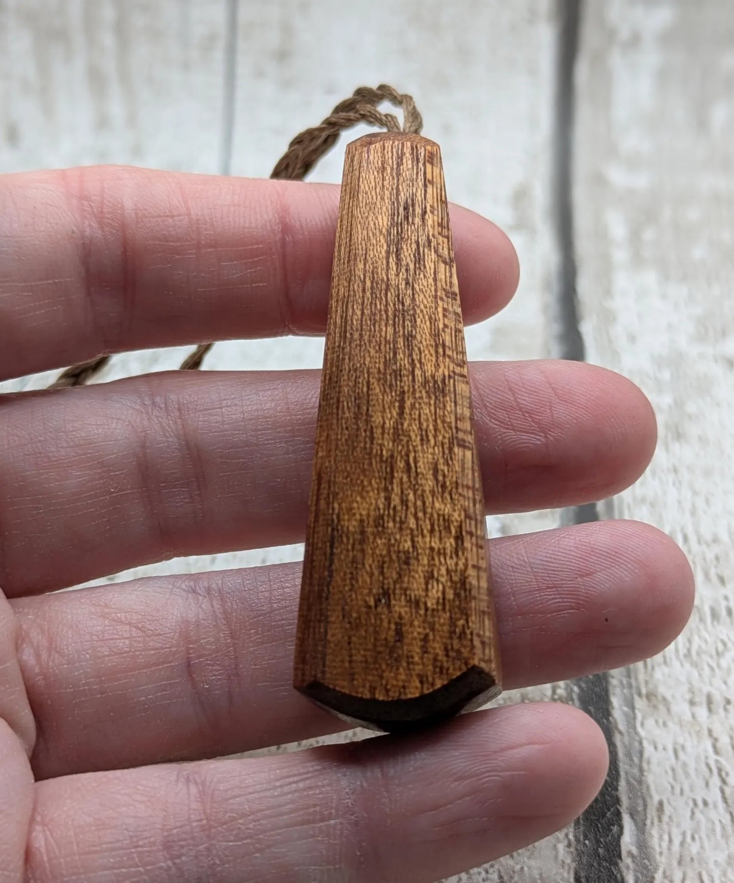 Sepele mahogany wood roimata tear drop pendant.