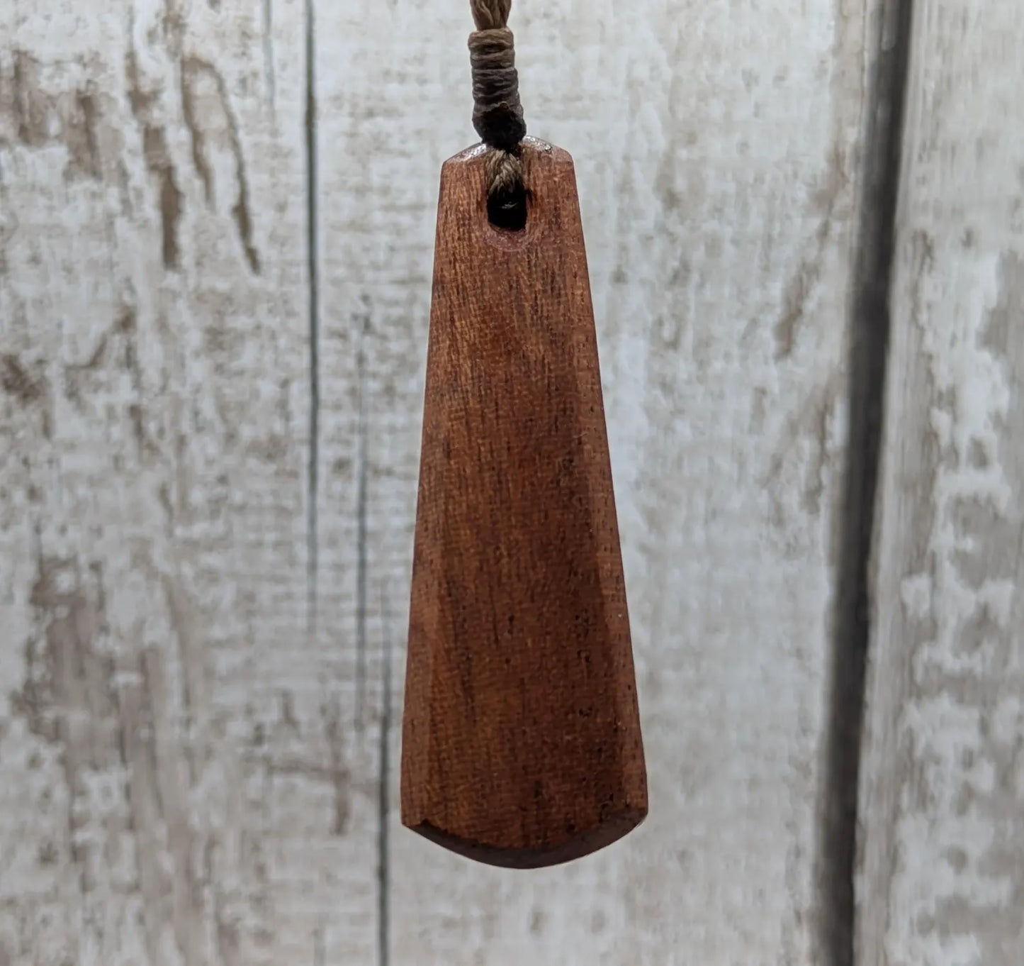 Sepele mahogany wood roimata tear drop pendant.