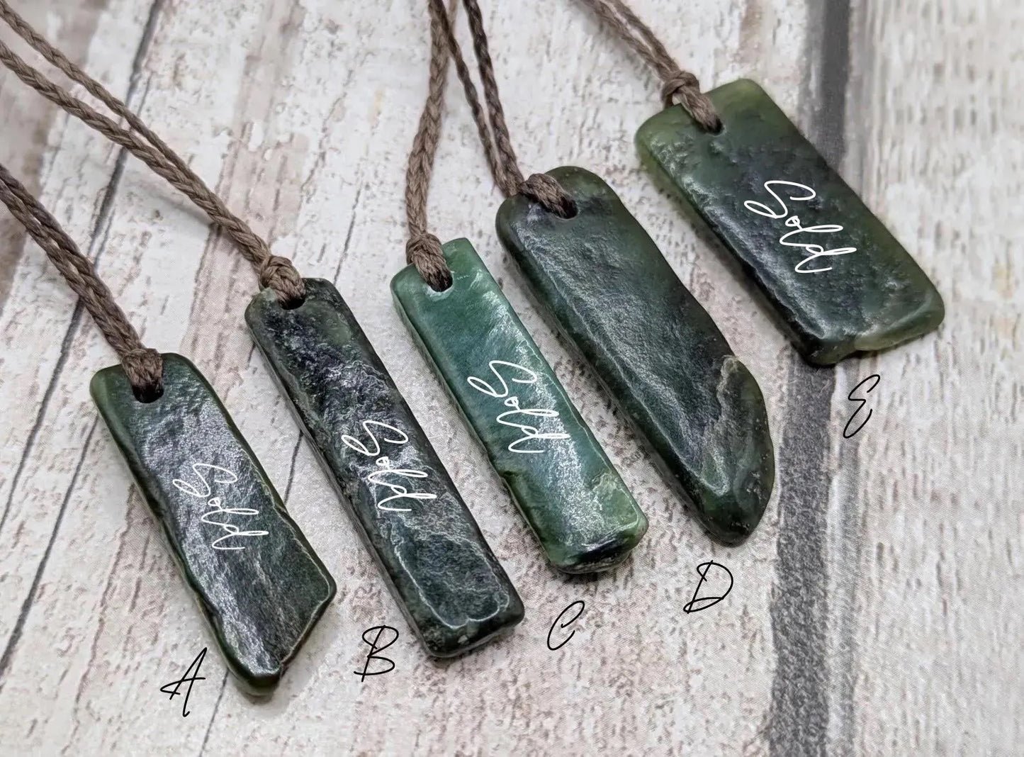 Tumble polished New Zealand Pounamu Jade Necklace – Raw Greenstone Offcut crystal Pendant on Cord, simple spiritual jewellery.