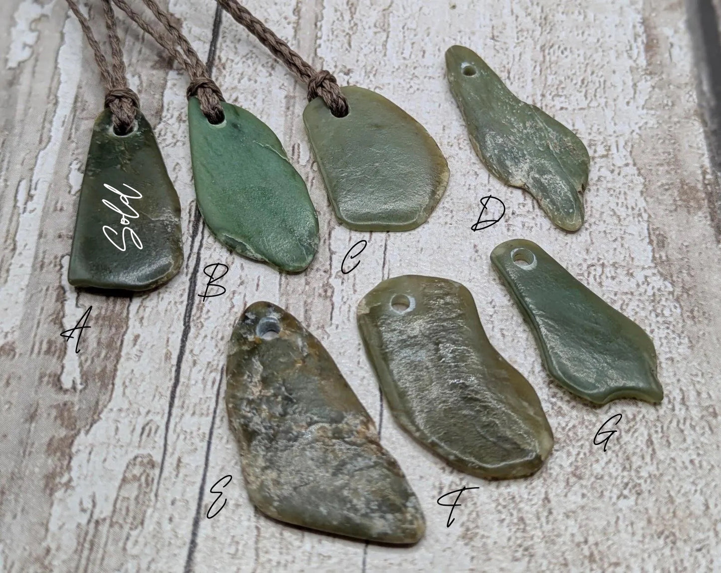 Tumble polished New Zealand Pounamu Jade Necklace – Raw Greenstone Offcut crystal Pendant on Cord, simple spiritual jewellery.