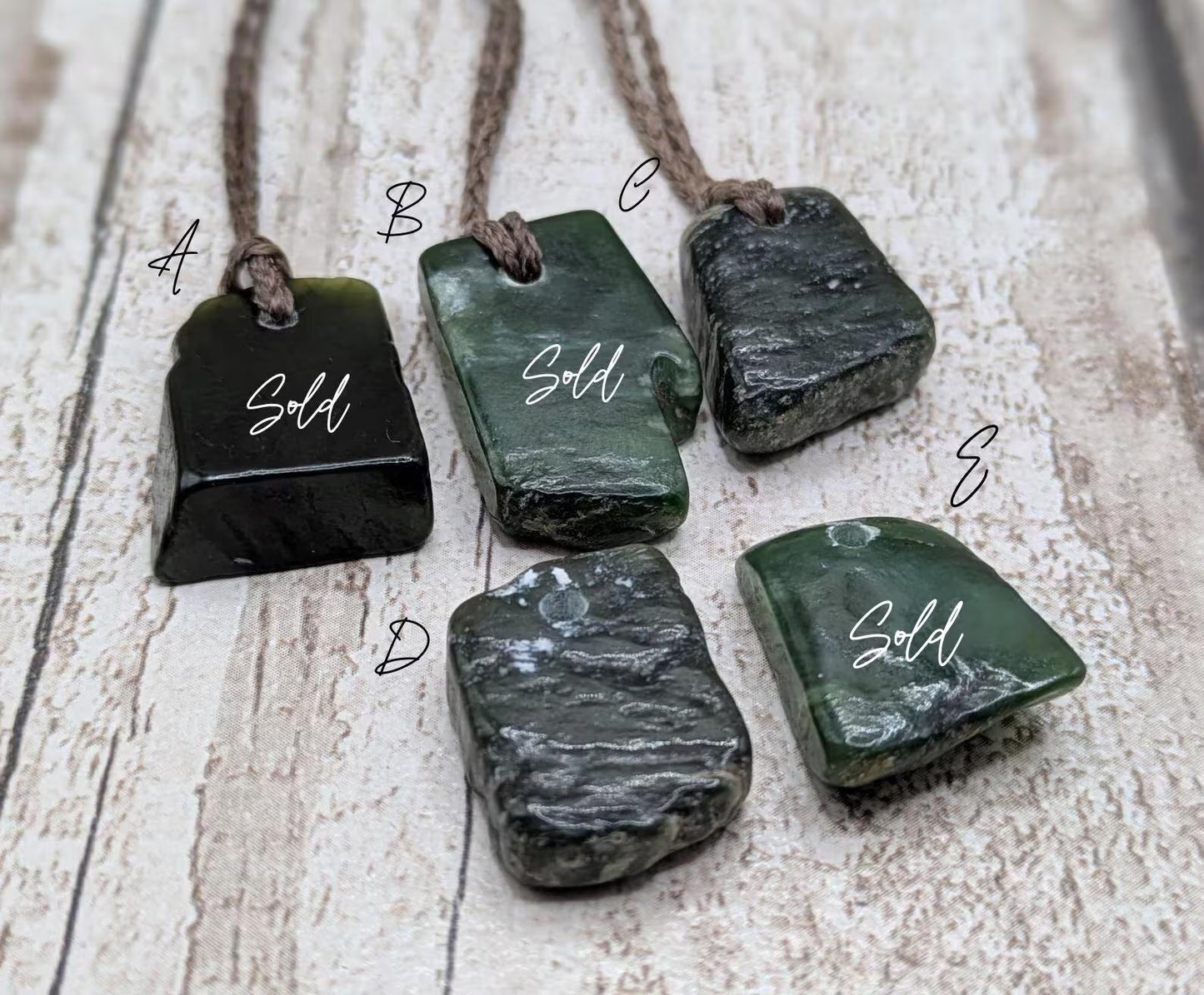 Tumble polished New Zealand Pounamu Jade Necklace – Raw Greenstone Offcut crystal Pendant on Cord, simple spiritual jewellery.