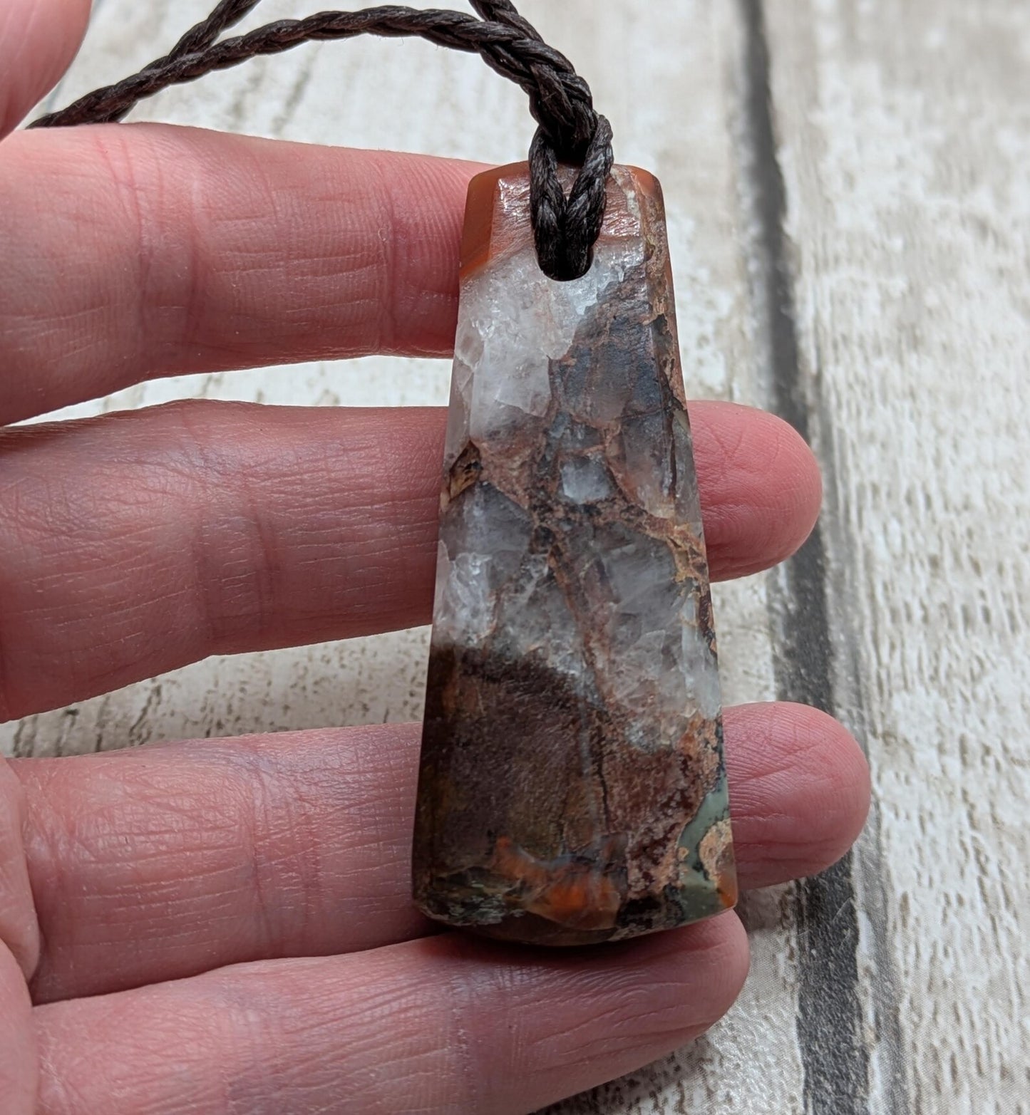 Scottish agate hei toki adze style pendant.