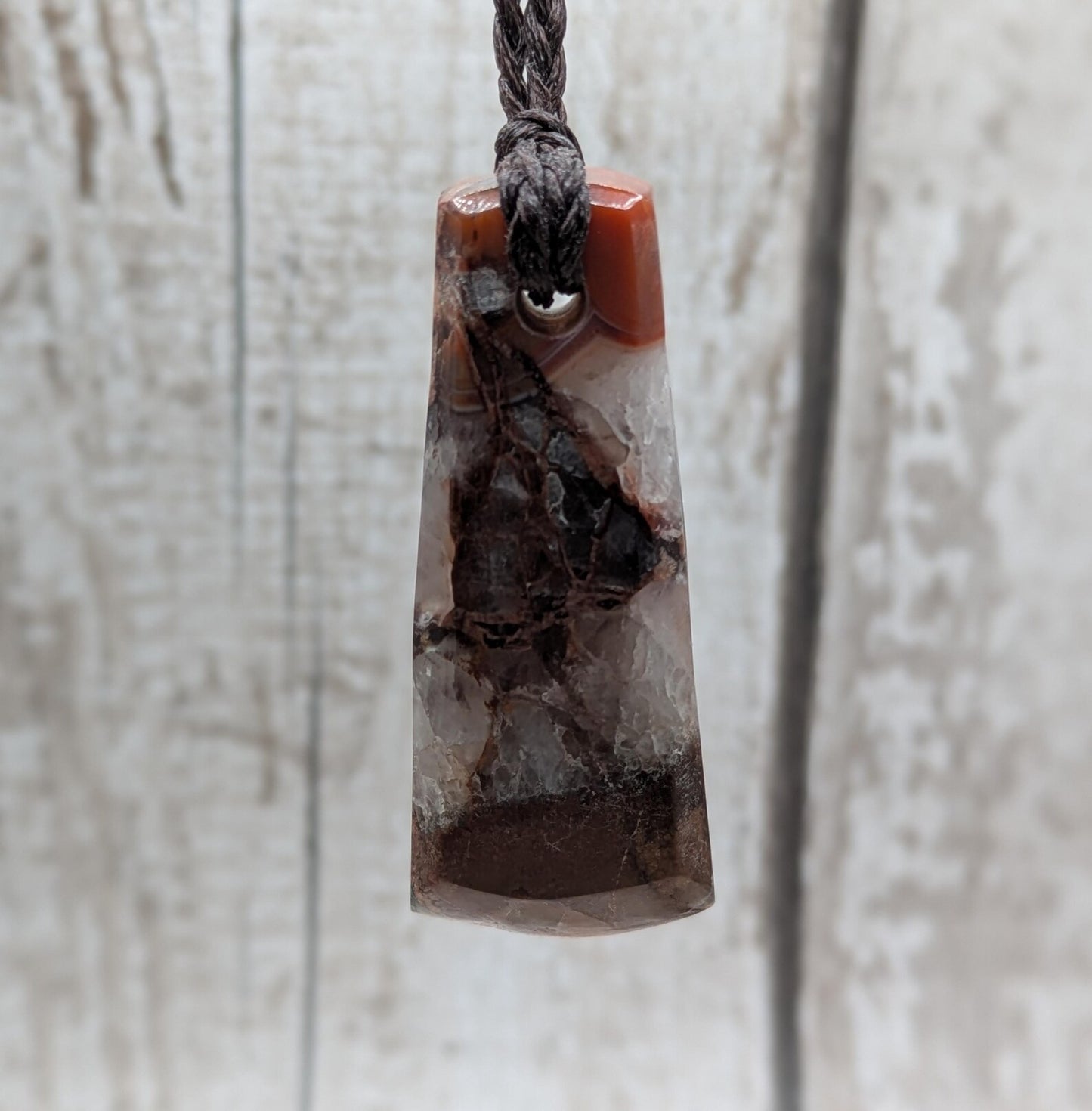 Scottish agate hei toki adze style pendant.