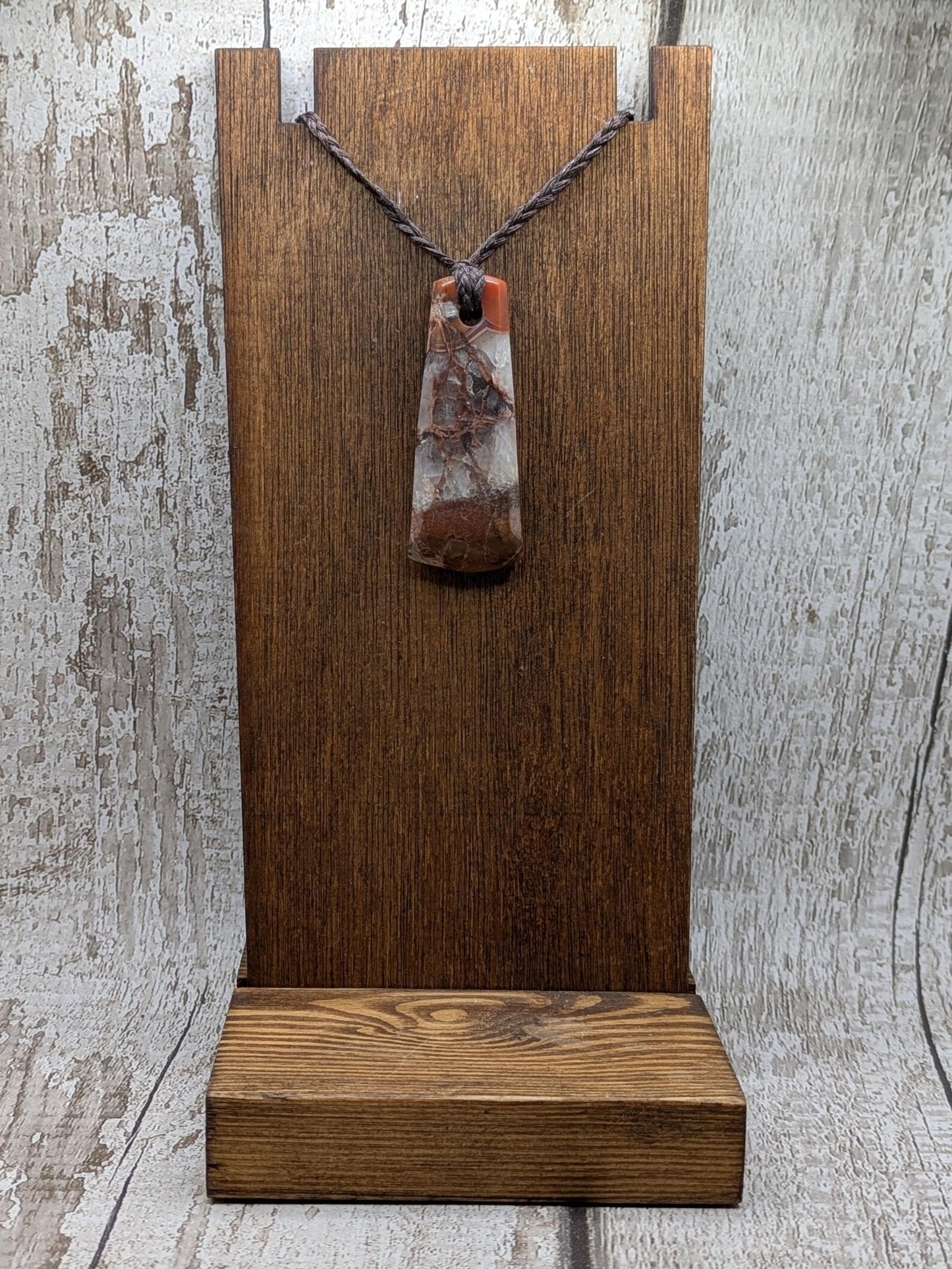 Scottish agate hei toki adze style pendant.