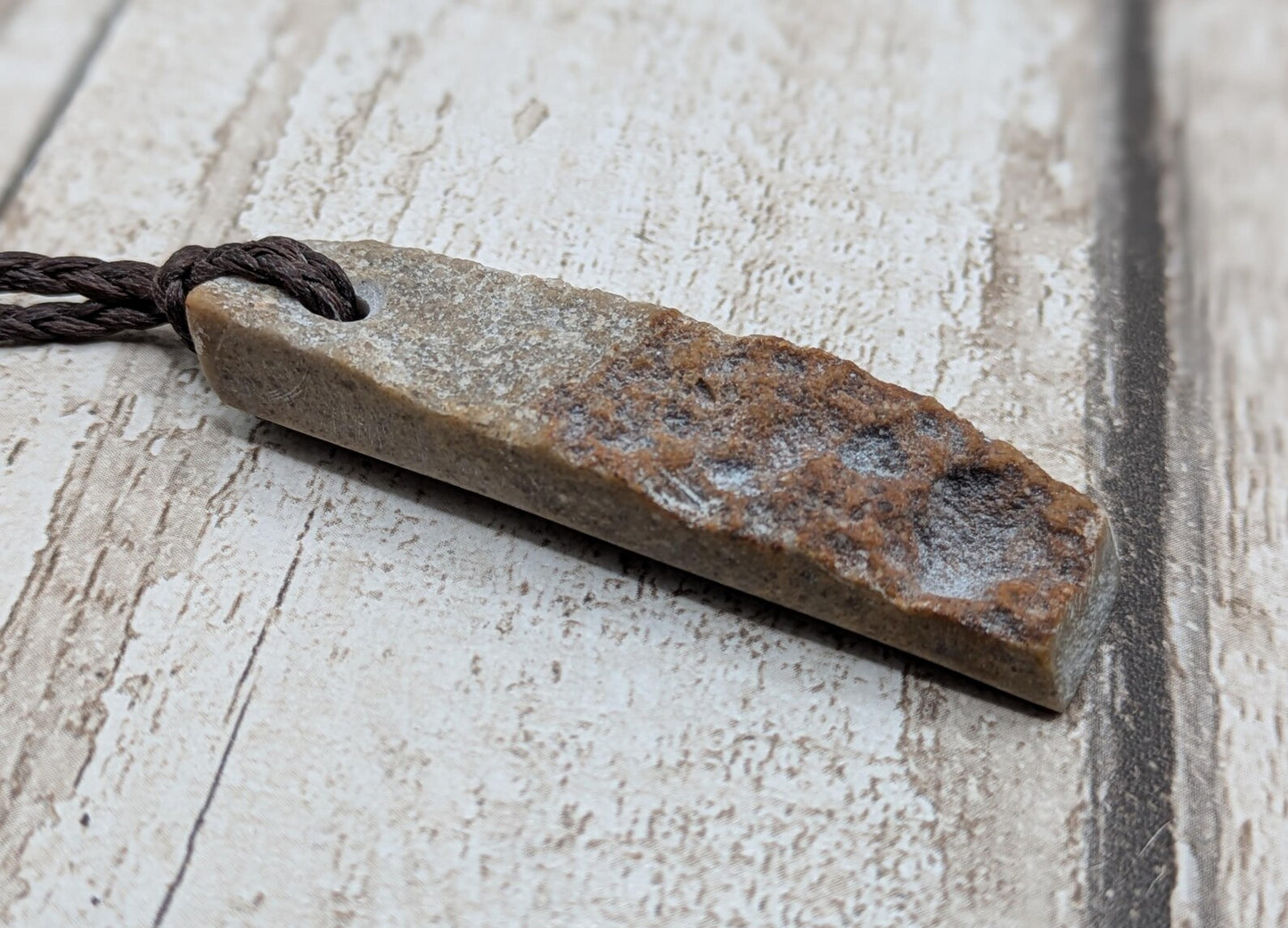 Raw-Edged Avebury Sarsen Pendant – Offcut Stone Amulet with Polished Sides, Ancient Standing Stone Material, Simple Natural Talisman.