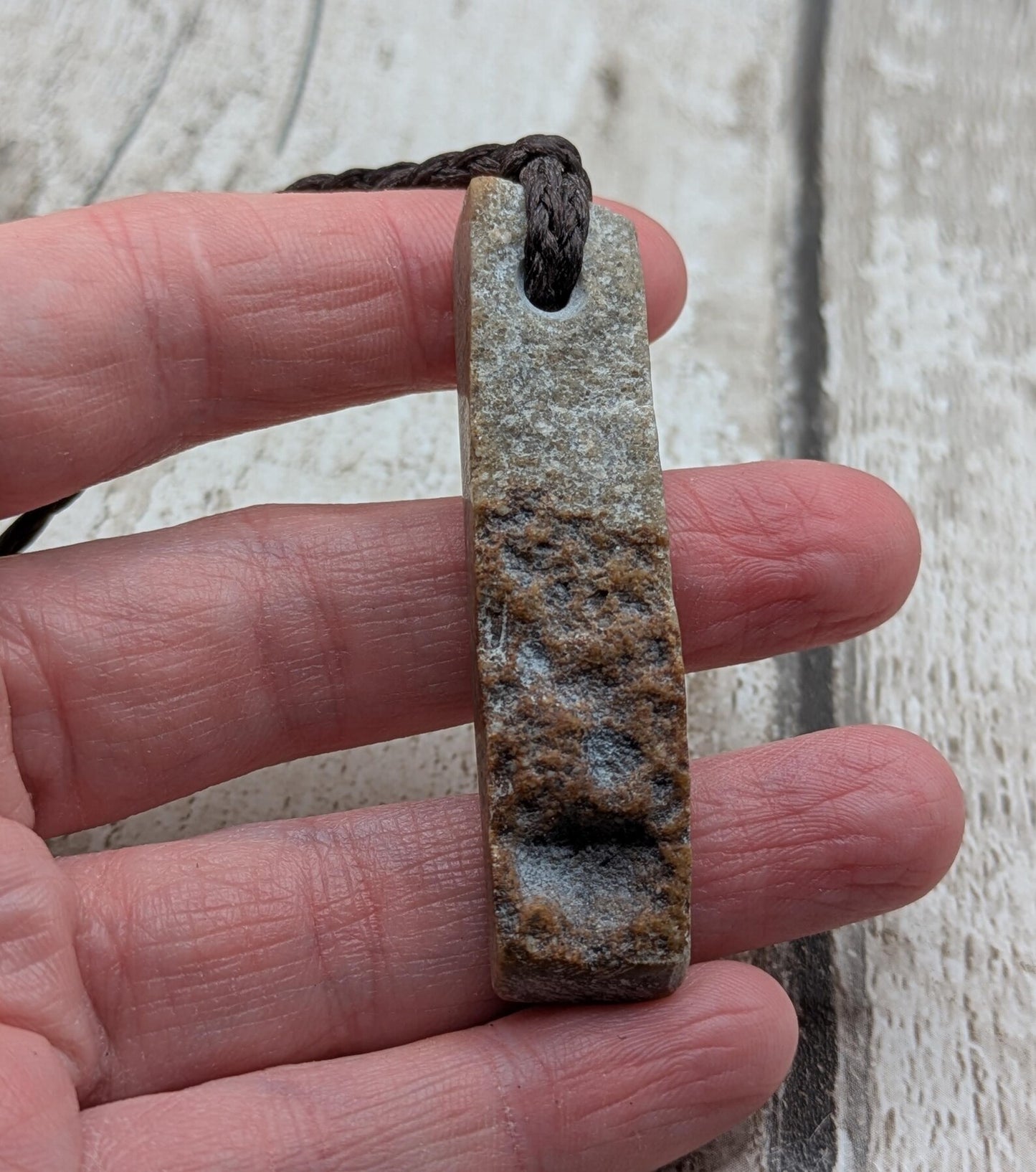 Raw-Edged Avebury Sarsen Pendant – Offcut Stone Amulet with Polished Sides, Ancient Standing Stone Material, Simple Natural Talisman.