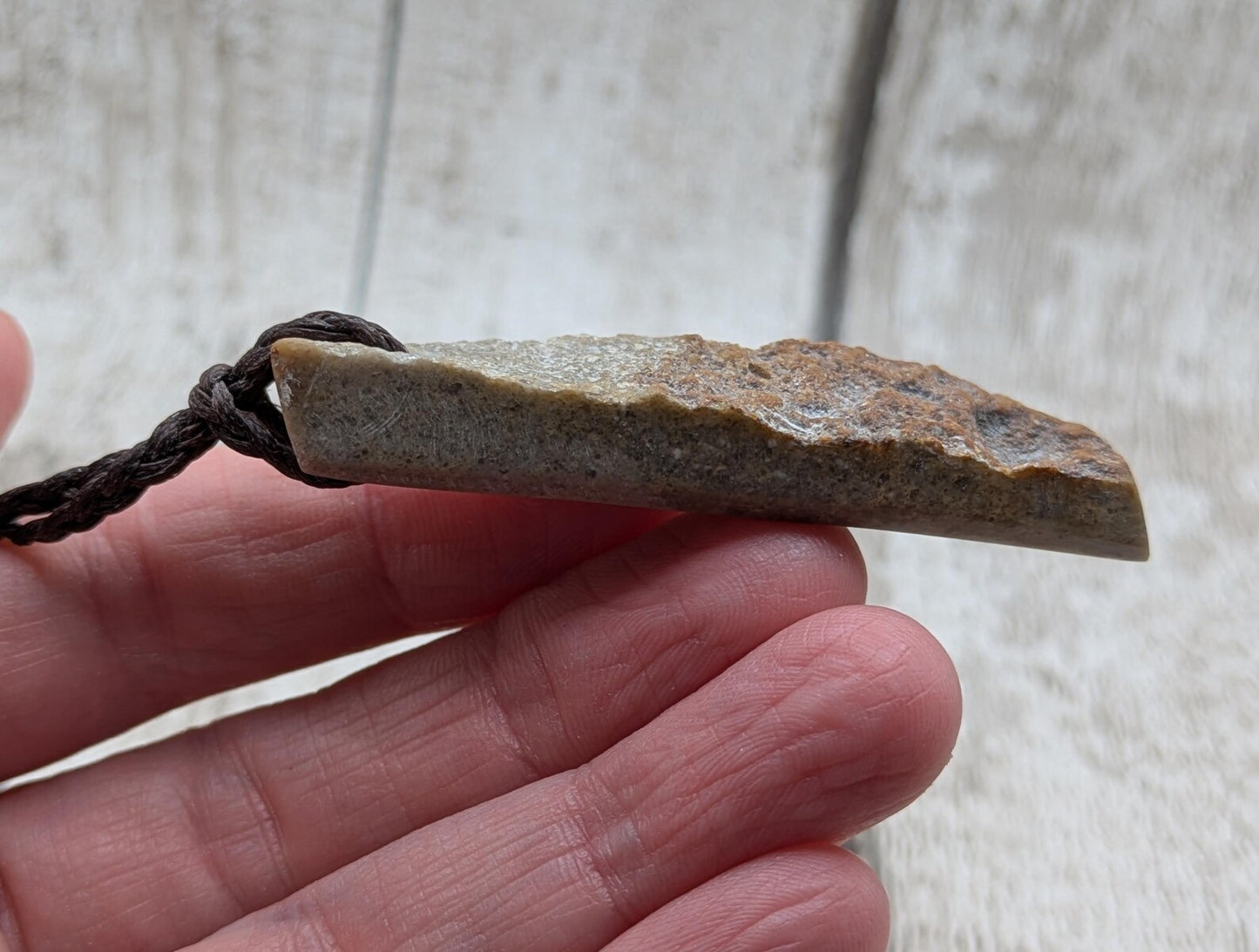 Raw-Edged Avebury Sarsen Pendant – Offcut Stone Amulet with Polished Sides, Ancient Standing Stone Material, Simple Natural Talisman.