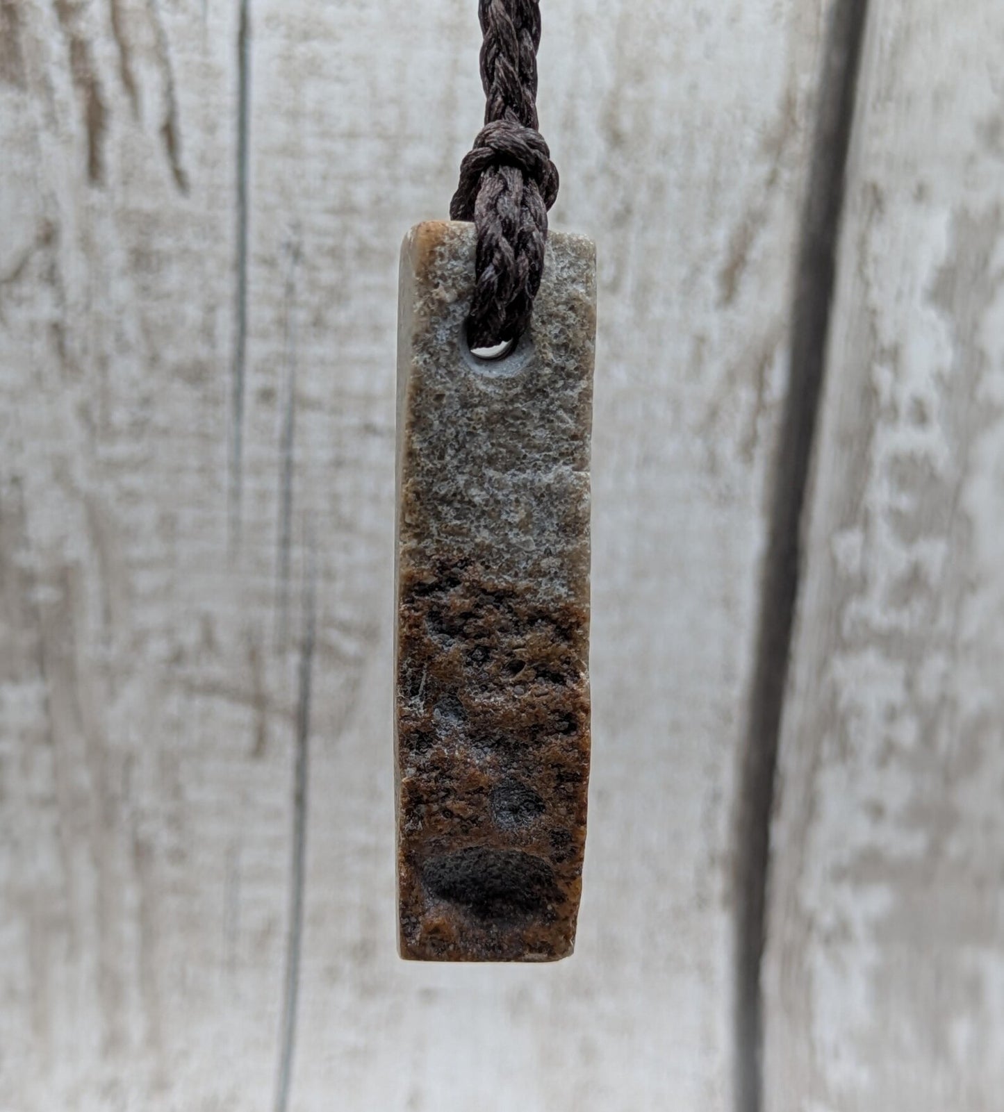 Raw-Edged Avebury Sarsen Pendant – Offcut Stone Amulet with Polished Sides, Ancient Standing Stone Material, Simple Natural Talisman.