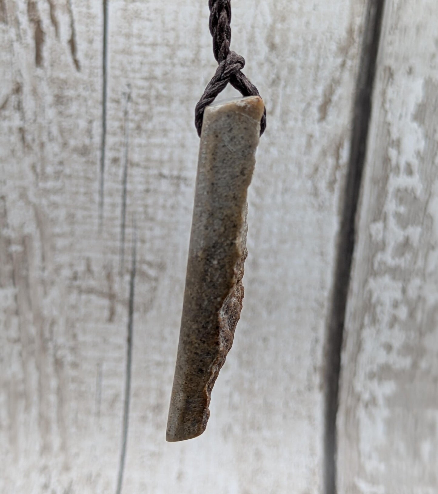 Raw-Edged Avebury Sarsen Pendant – Offcut Stone Amulet with Polished Sides, Ancient Standing Stone Material, Simple Natural Talisman.