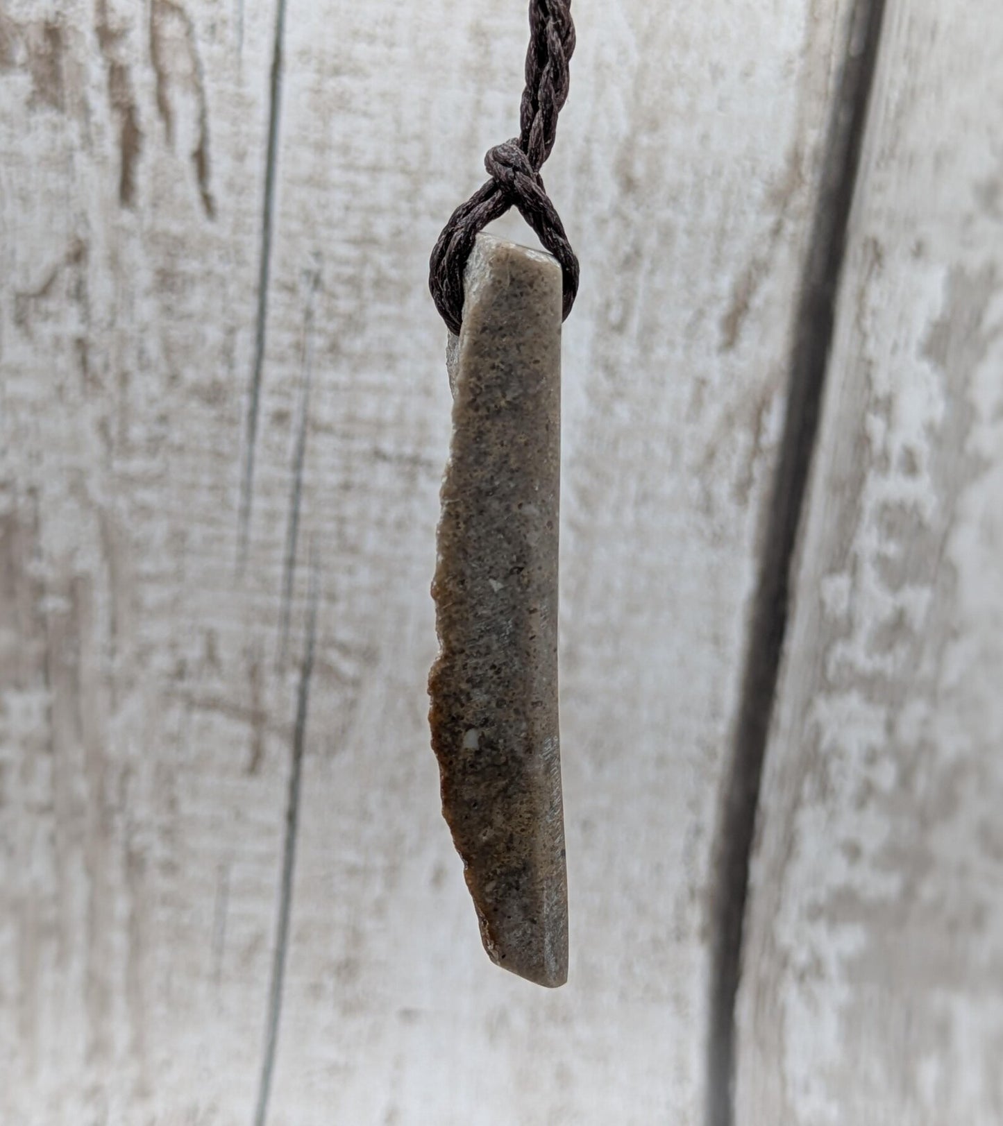 Raw-Edged Avebury Sarsen Pendant – Offcut Stone Amulet with Polished Sides, Ancient Standing Stone Material, Simple Natural Talisman.