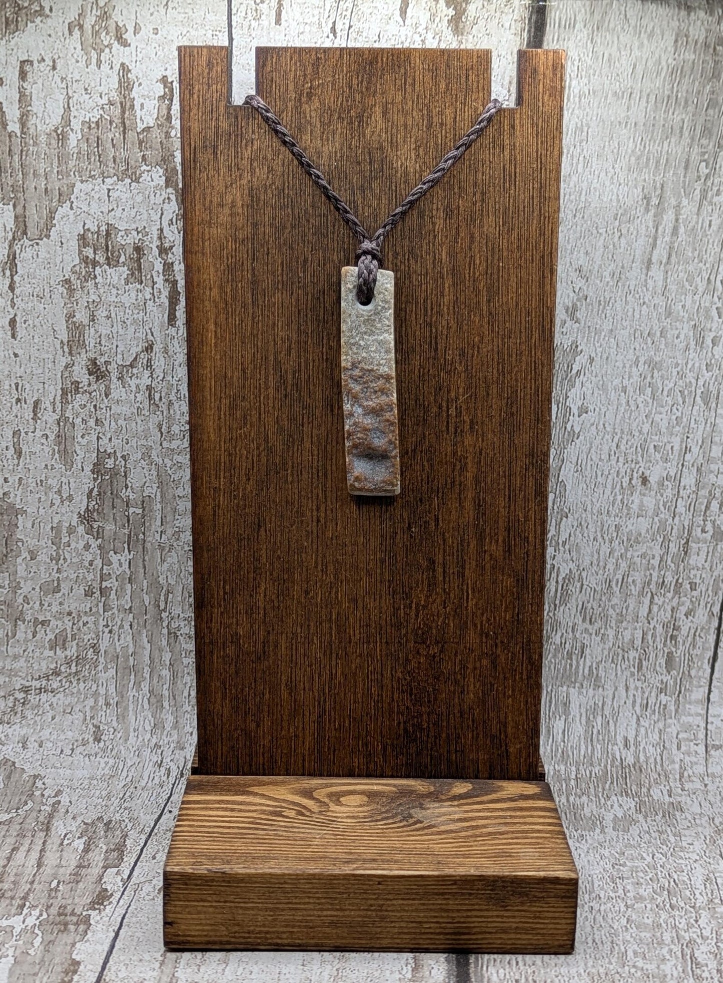 Raw-Edged Avebury Sarsen Pendant – Offcut Stone Amulet with Polished Sides, Ancient Standing Stone Material, Simple Natural Talisman.