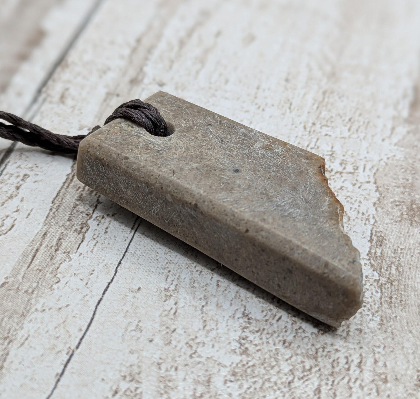 Polished Avebury Sarsen Stone Pendant – Rectangular Talisman, Raw Weathered Base, Ancient Standing Stone Material, Simple Natural Amulet.