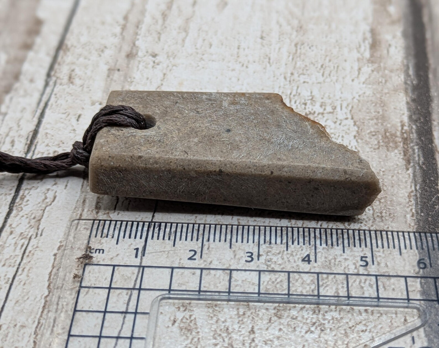 Polished Avebury Sarsen Stone Pendant – Rectangular Talisman, Raw Weathered Base, Ancient Standing Stone Material, Simple Natural Amulet.