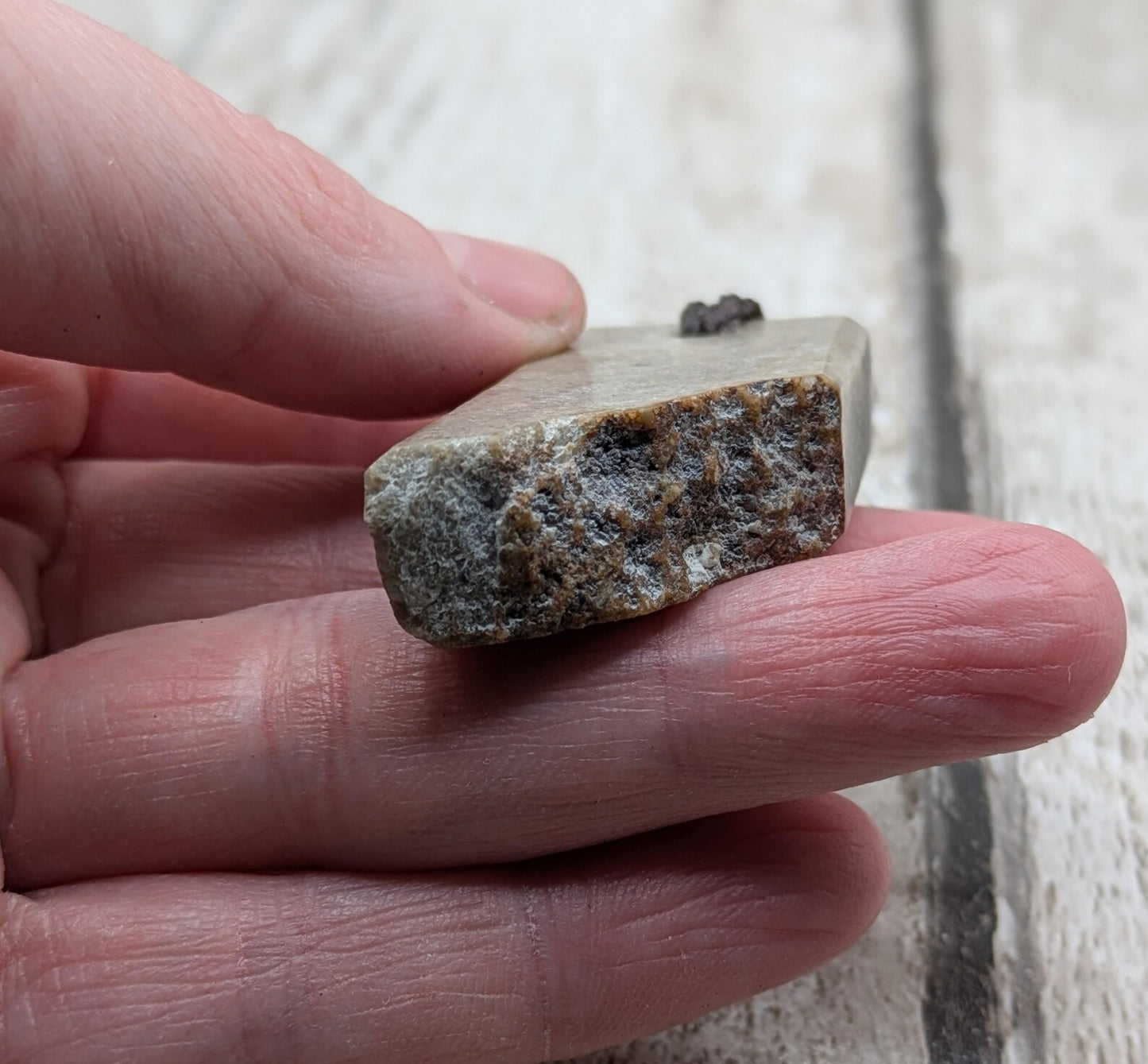 Polished Avebury Sarsen Stone Pendant – Rectangular Talisman, Raw Weathered Base, Ancient Standing Stone Material, Simple Natural Amulet.