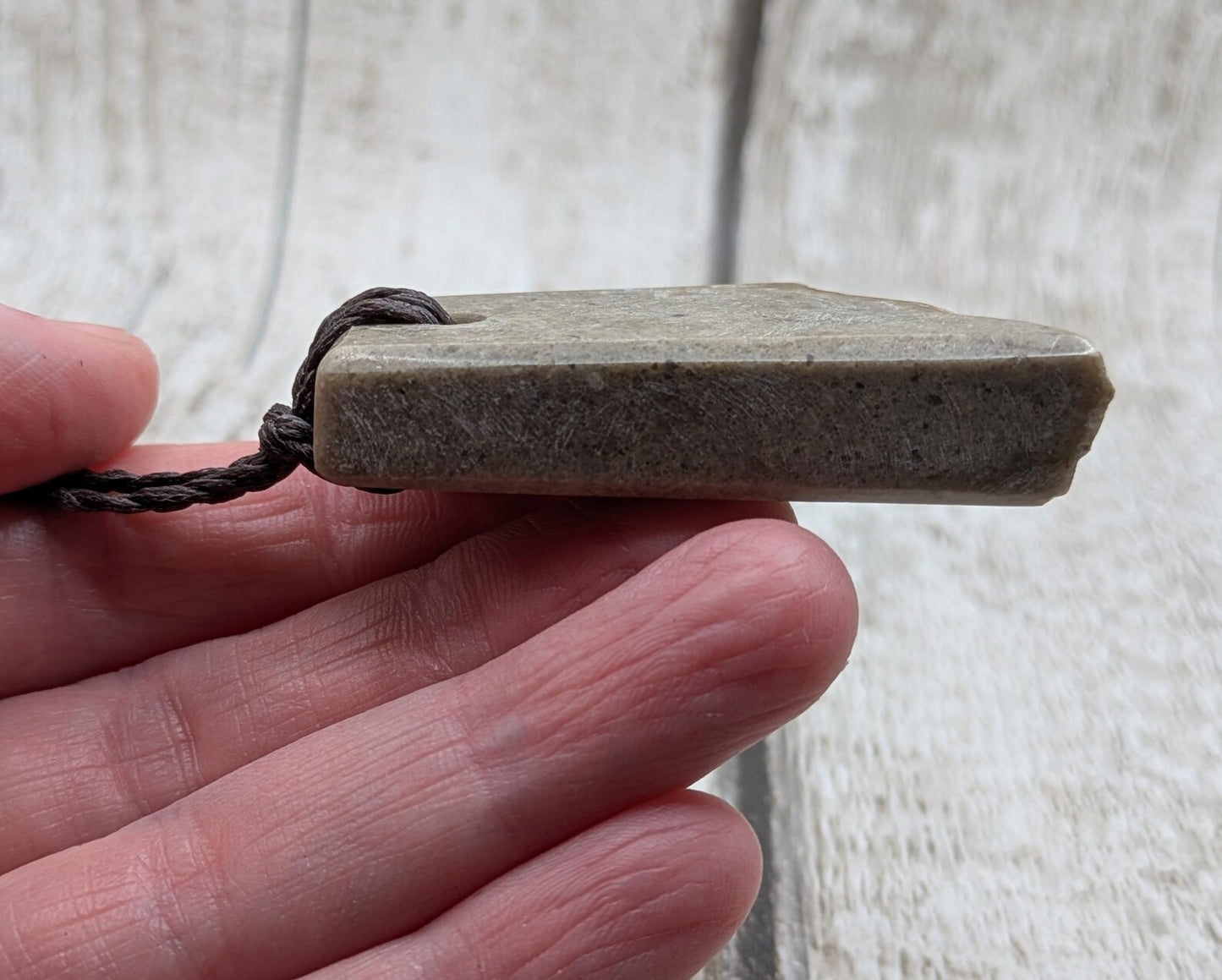 Polished Avebury Sarsen Stone Pendant – Rectangular Talisman, Raw Weathered Base, Ancient Standing Stone Material, Simple Natural Amulet.