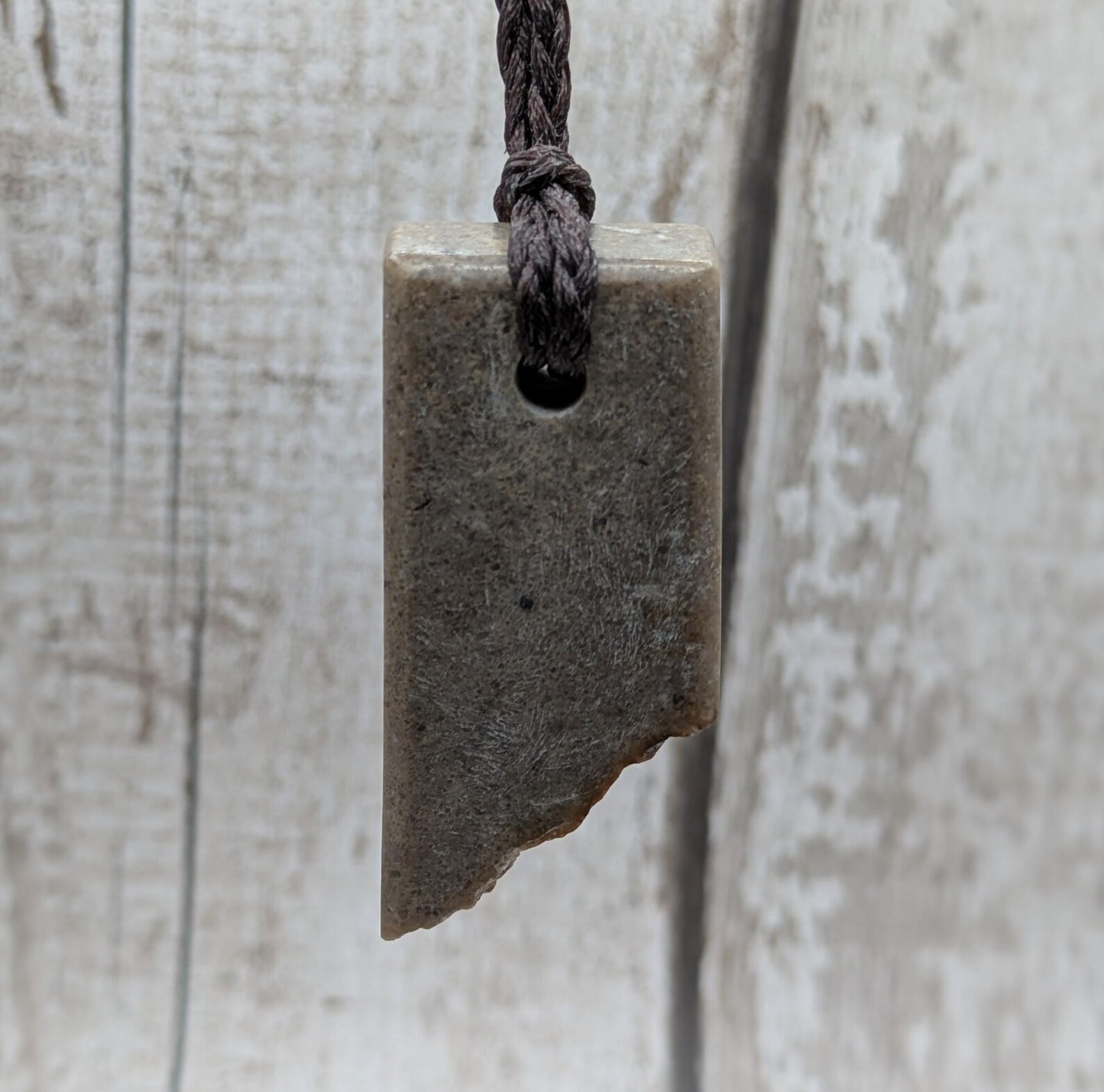 Polished Avebury Sarsen Stone Pendant – Rectangular Talisman, Raw Weathered Base, Ancient Standing Stone Material, Simple Natural Amulet.