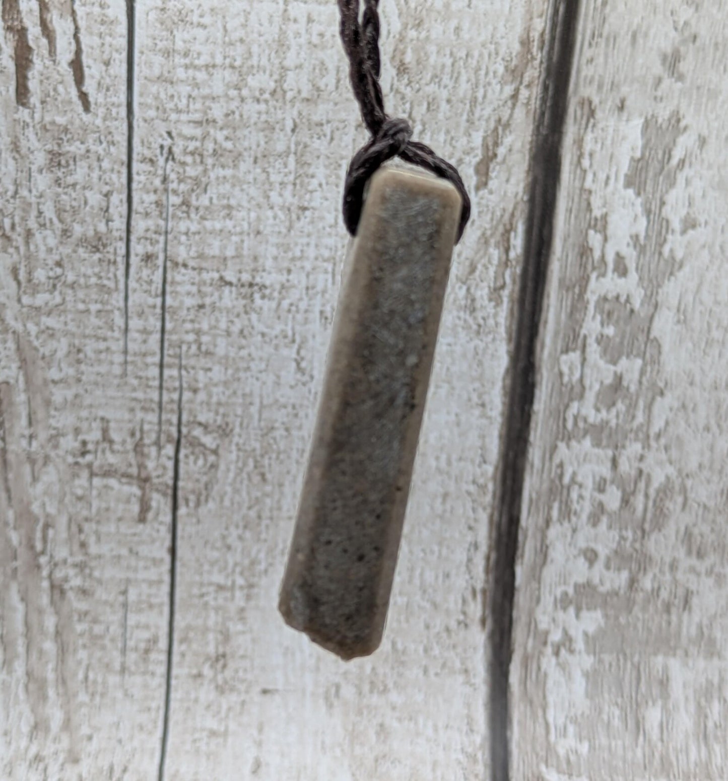 Polished Avebury Sarsen Stone Pendant – Rectangular Talisman, Raw Weathered Base, Ancient Standing Stone Material, Simple Natural Amulet.