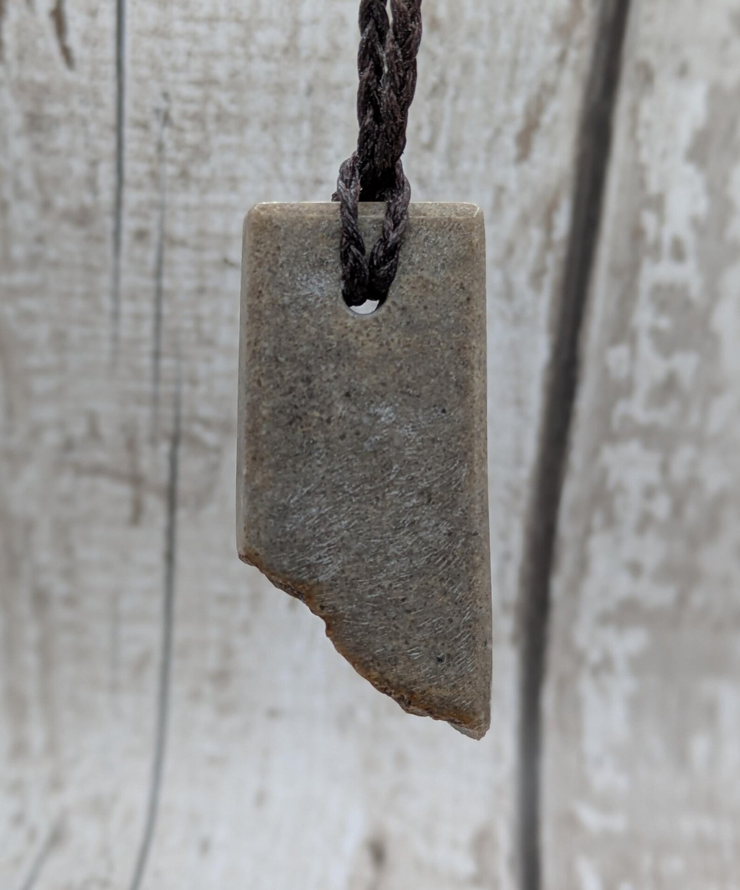 Polished Avebury Sarsen Stone Pendant – Rectangular Talisman, Raw Weathered Base, Ancient Standing Stone Material, Simple Natural Amulet.