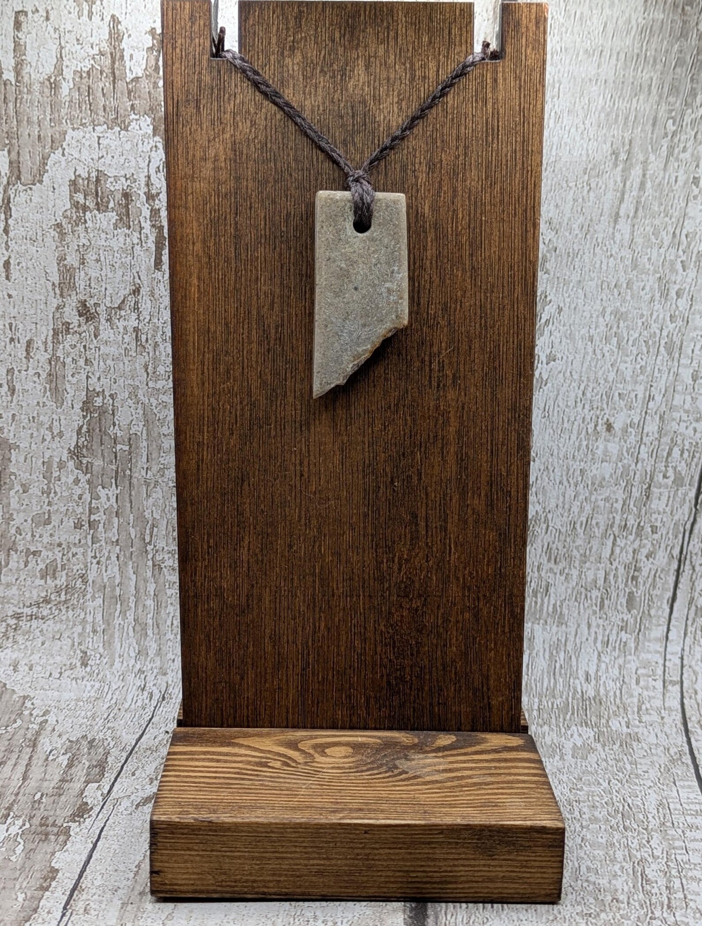Polished Avebury Sarsen Stone Pendant – Rectangular Talisman, Raw Weathered Base, Ancient Standing Stone Material, Simple Natural Amulet.