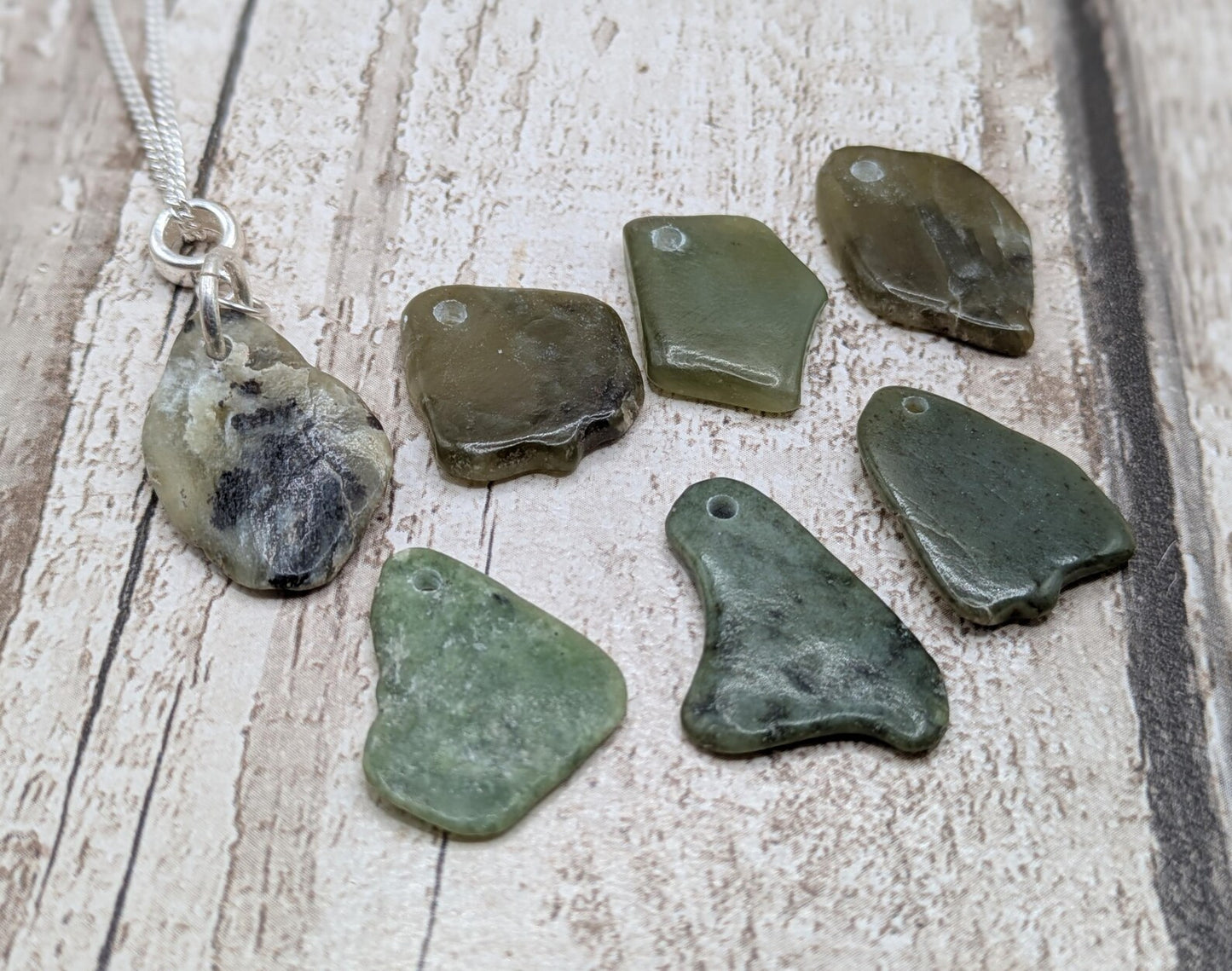 Made to order New Zealand Pounamu Jade Pendant on Sterling Silver set – Tumbled polished Greenstone Necklace, spiritual talisman.