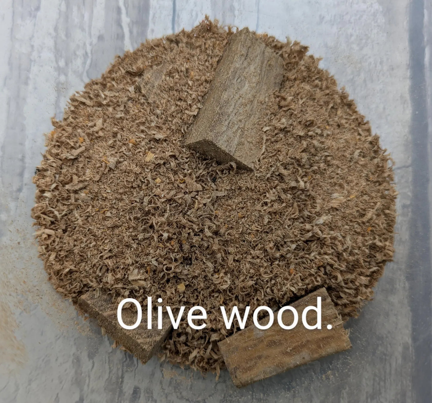 Olive wood shavings and offcuts.