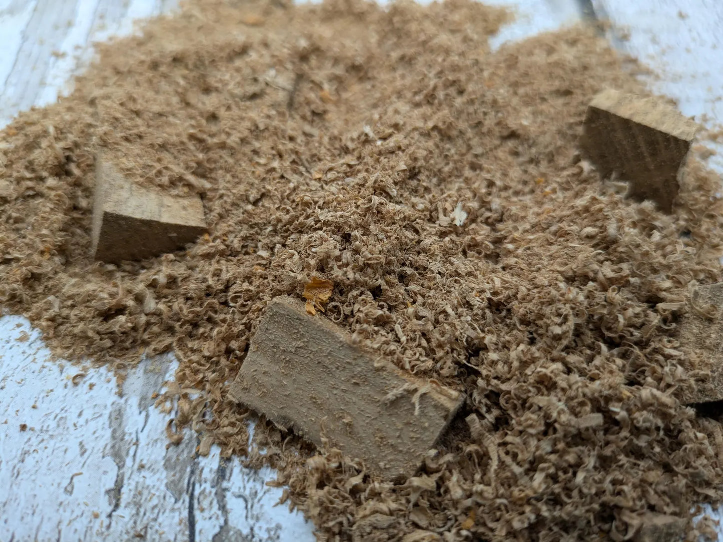 Olive wood shavings and offcuts.