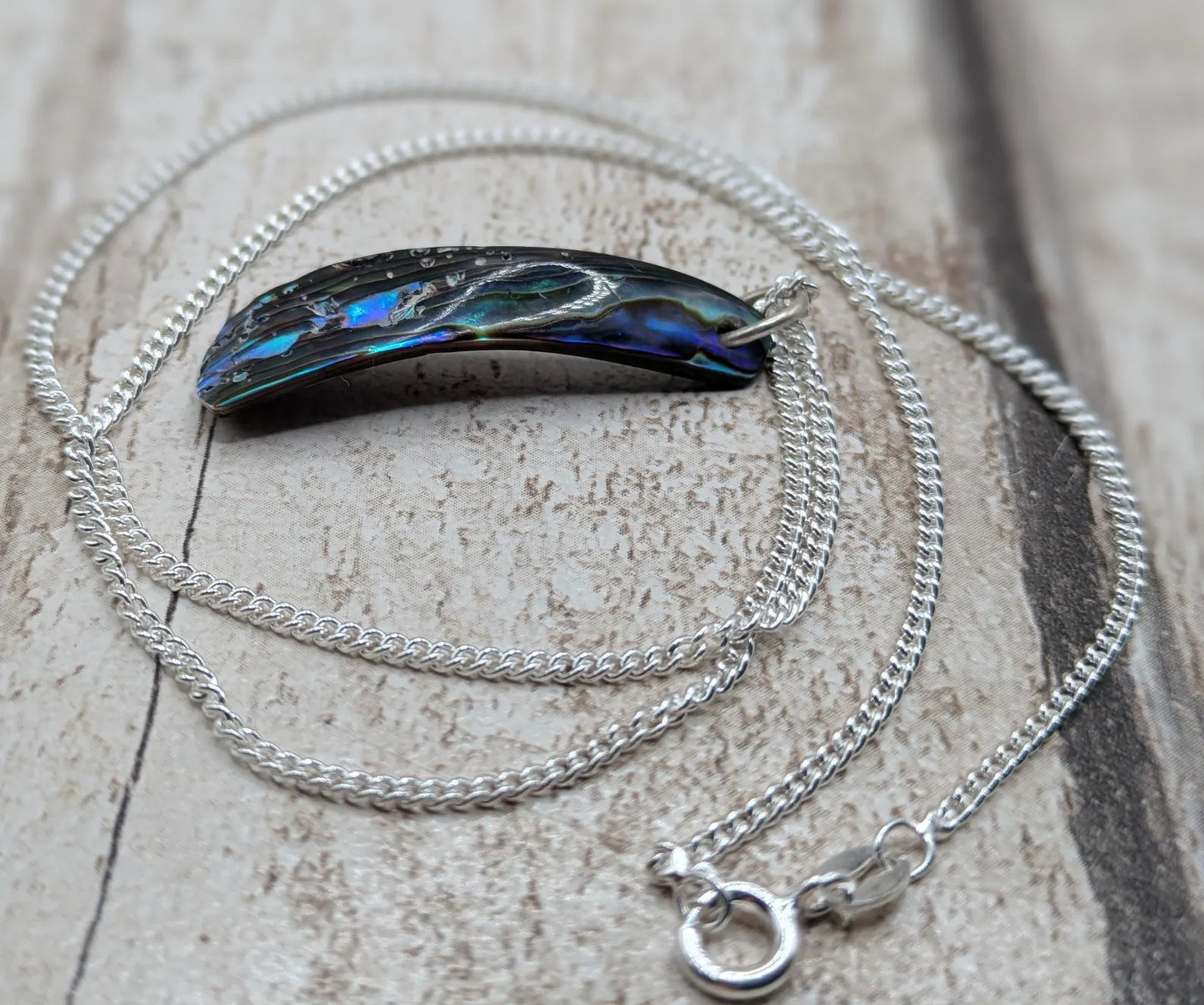 Made to order tumbled pounamu jade on 925 sterling silver belcher chain.