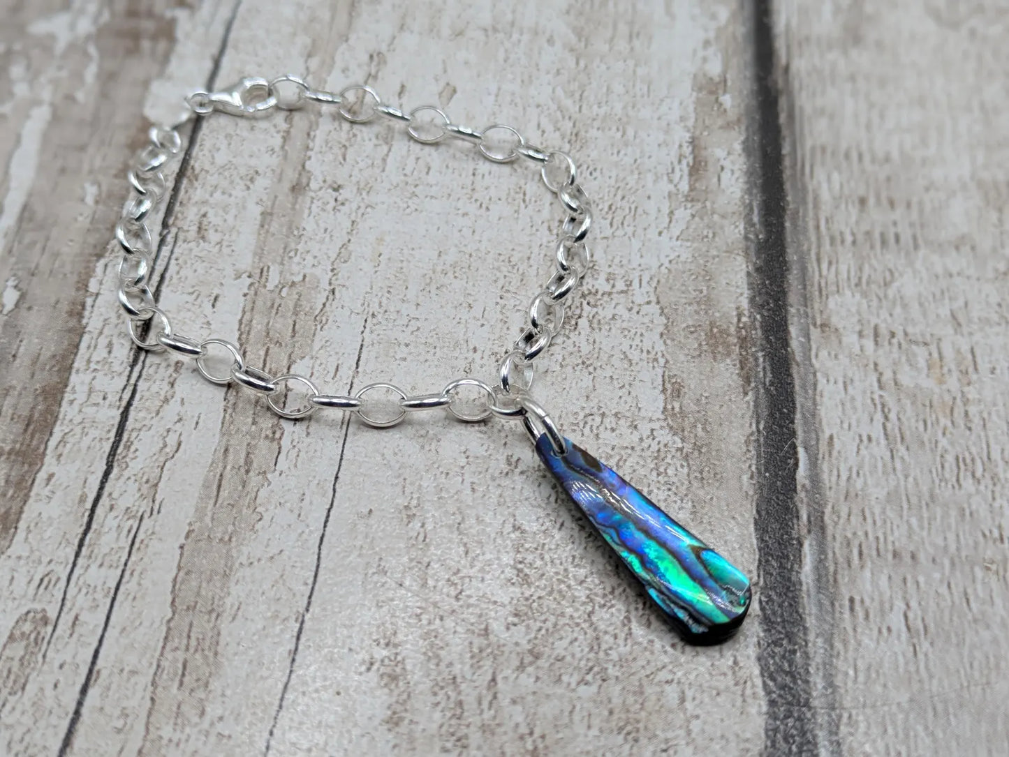 Made to order tumbled pounamu jade on 925 sterling silver belcher chain.