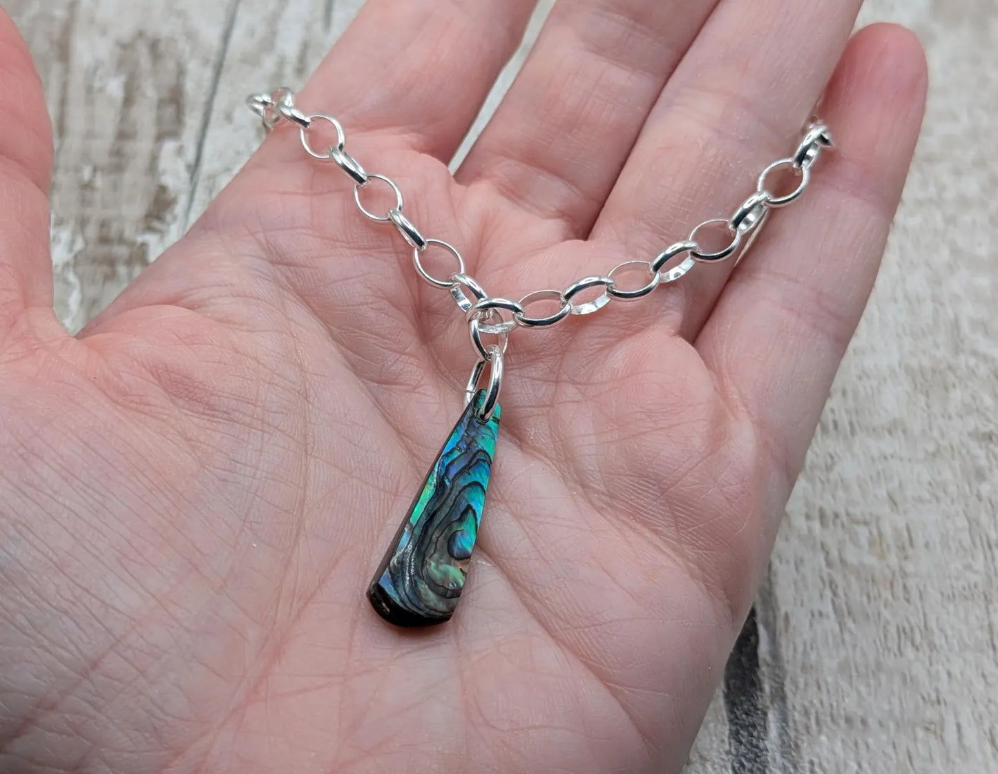 Made to order tumbled pounamu jade on 925 sterling silver belcher chain.