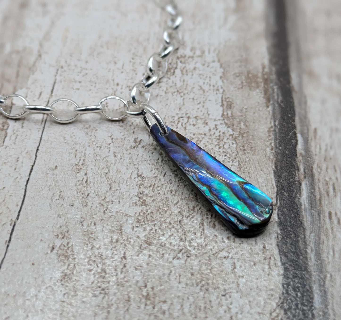 Made to order tumbled pounamu jade on 925 sterling silver belcher chain.
