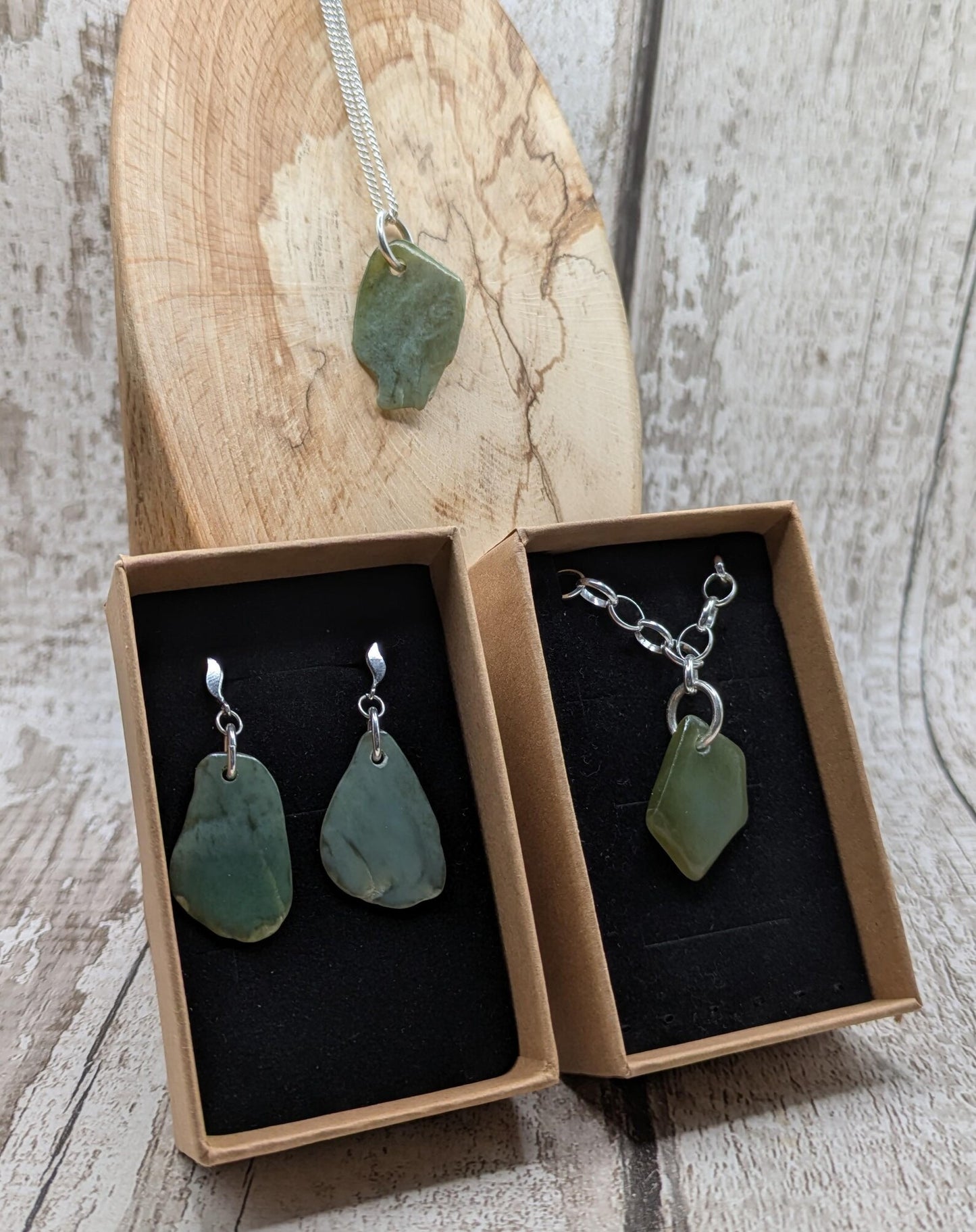 Made to order New Zealand Pounamu Jade Pendant on Sterling Silver set – Tumbled polished Greenstone Necklace, spiritual talisman.