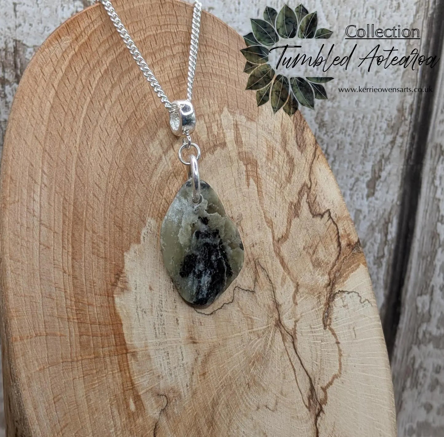 Made to order New Zealand Pounamu Jade Pendant on Sterling Silver set – Tumbled polished Greenstone Necklace, spiritual talisman.