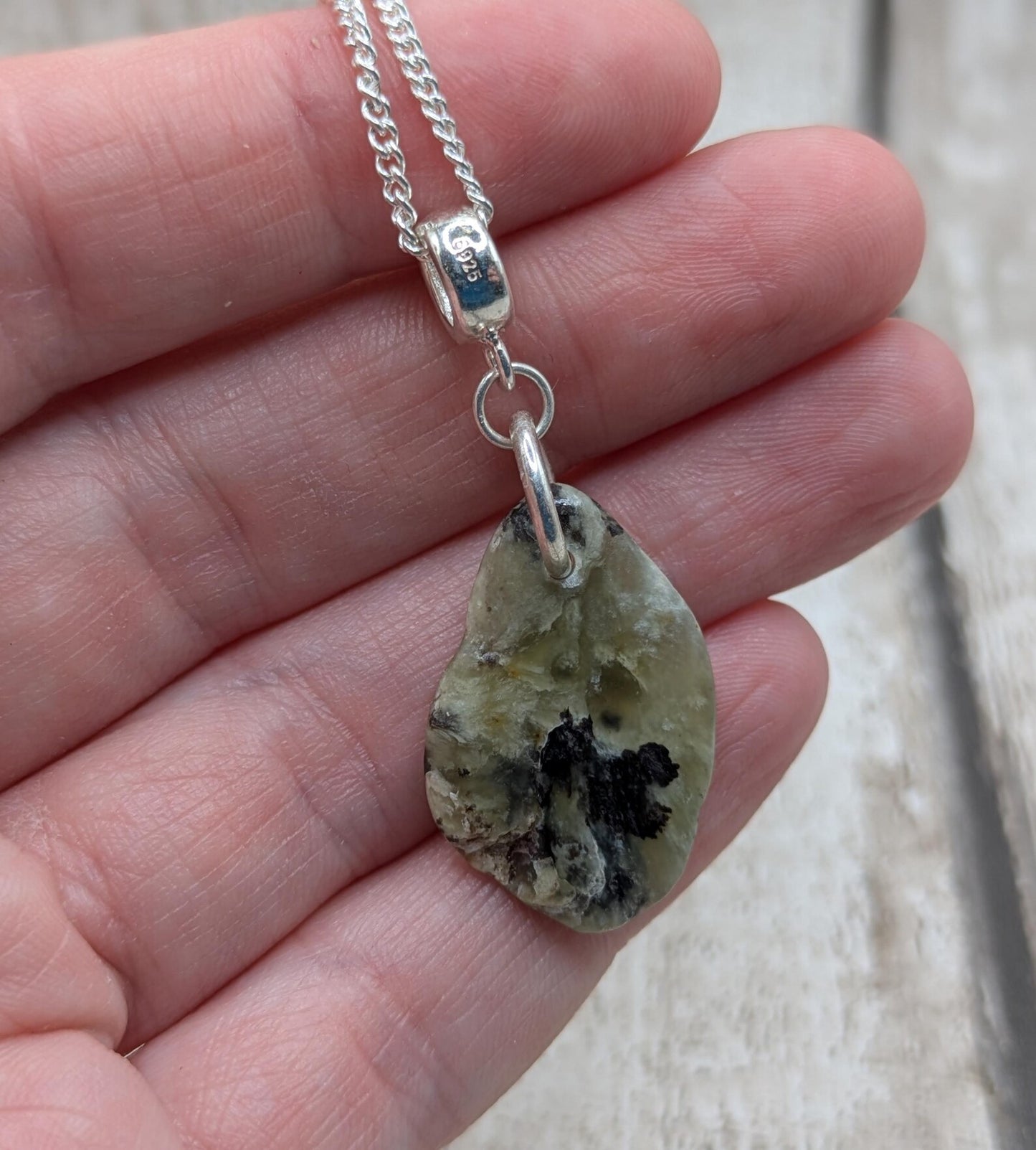 Made to order New Zealand Pounamu Jade Pendant on Sterling Silver set – Tumbled polished Greenstone Necklace, spiritual talisman.
