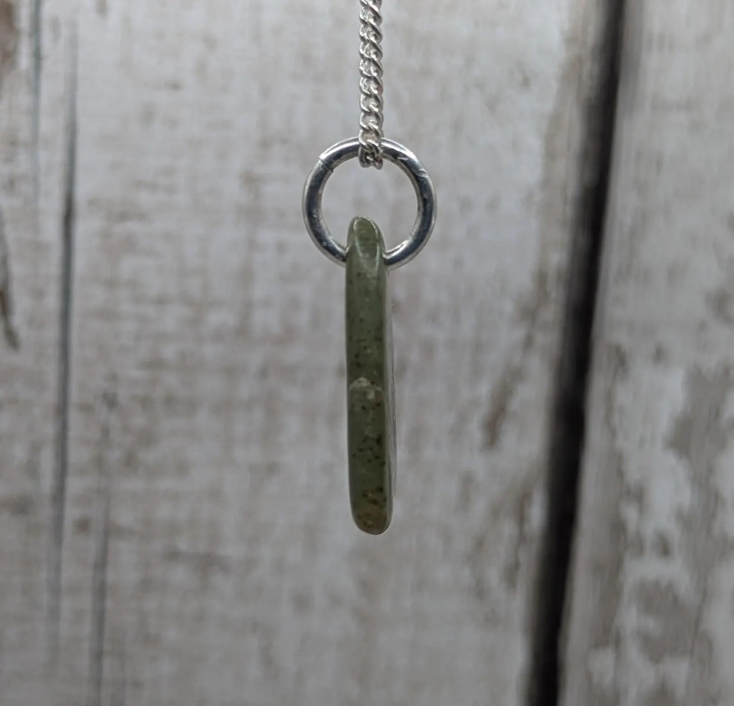 Made to order, New Zealand pounamu nephrite jade tumbled pendant on silver chain.