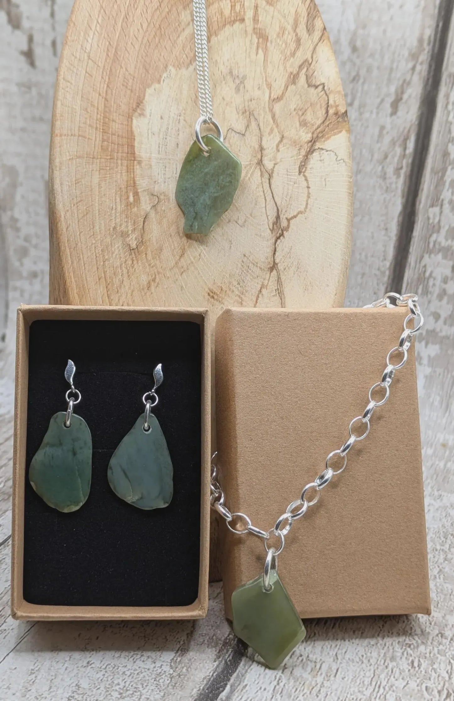 Made to order, New Zealand pounamu nephrite jade tumbled pendant on silver chain.
