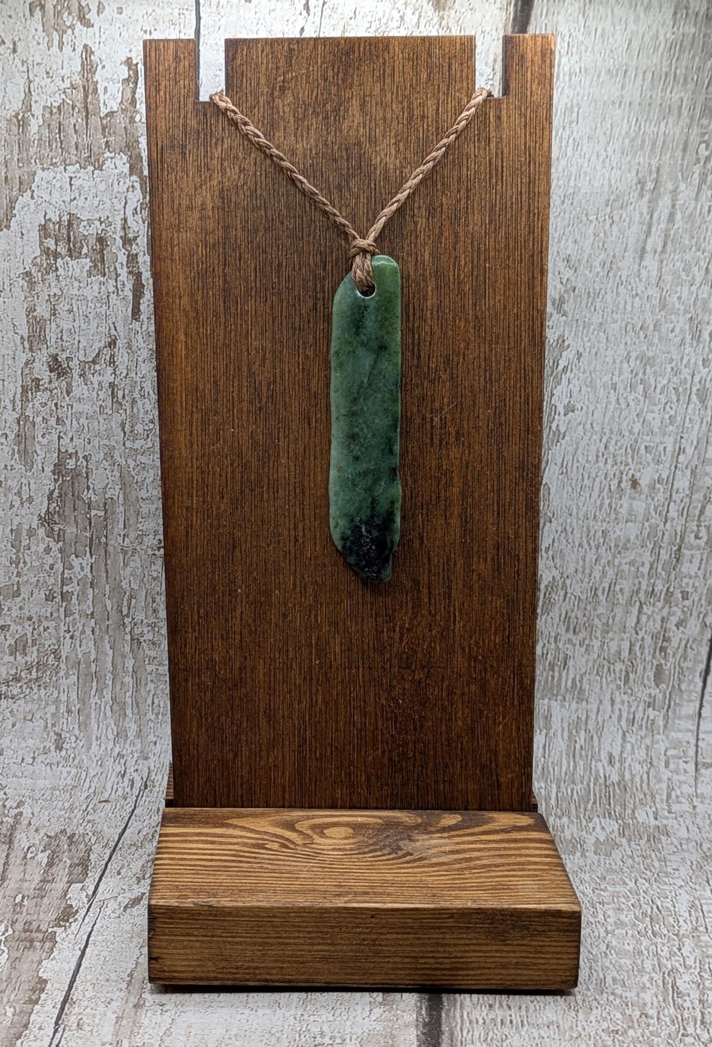 long tumbled pounamu greenstone jade pendant