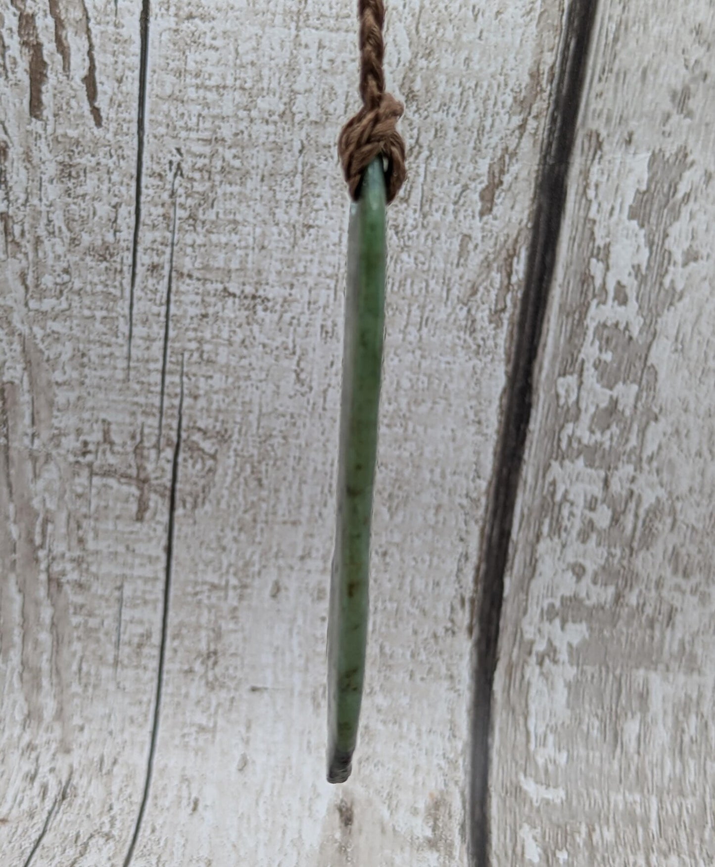 long tumbled pounamu greenstone jade pendant