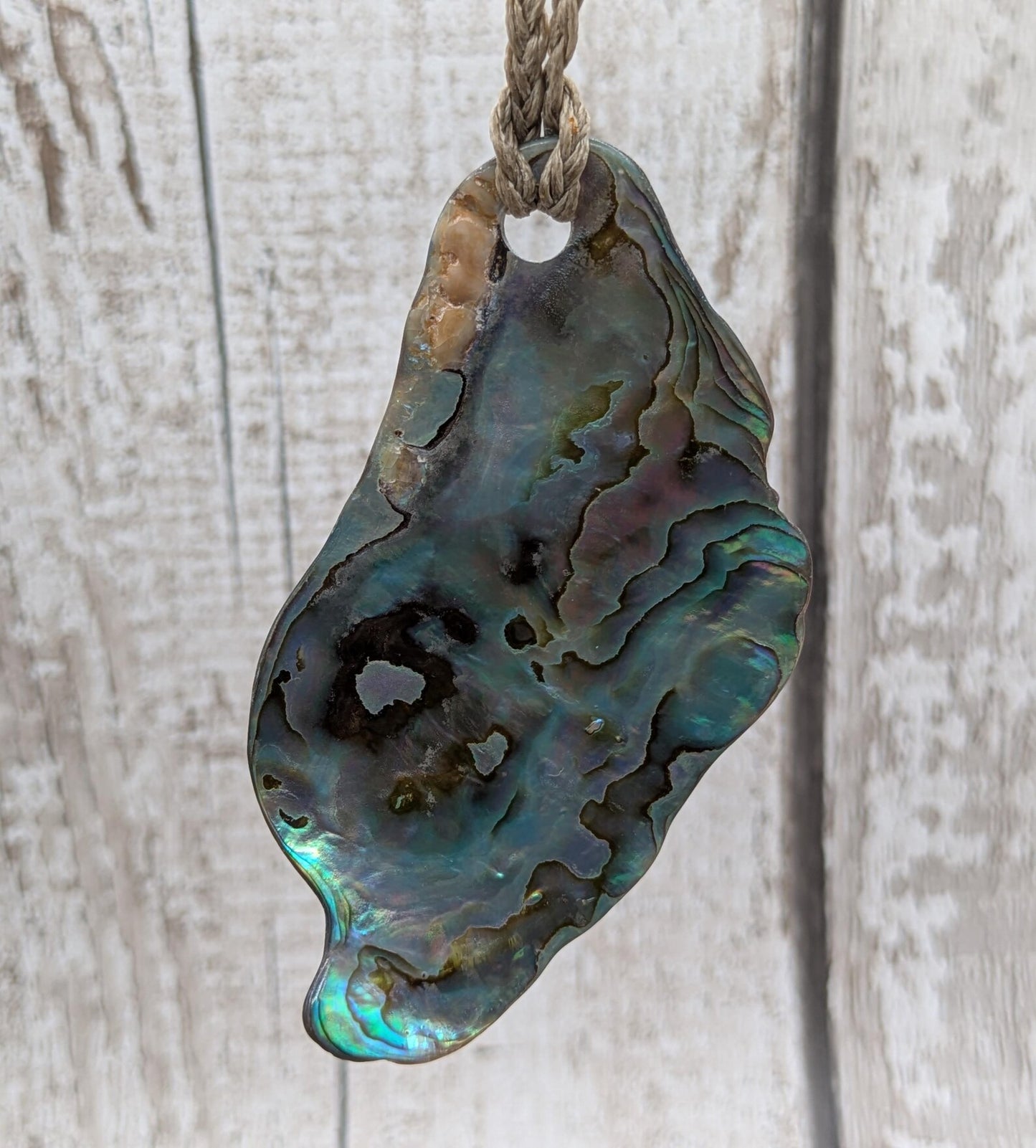Large Freeform NZ Pāua Shell Pendant – Iridescent Abalone Statement Necklace, Natural statement Beach Jewellery.